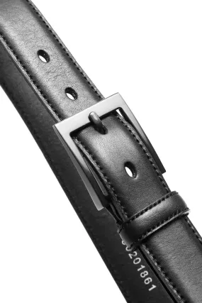 Matinique Frank Leather Belt With Formal Stitch In Black