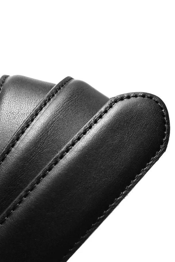 Matinique Frank Leather Belt With Formal Stitch In Black