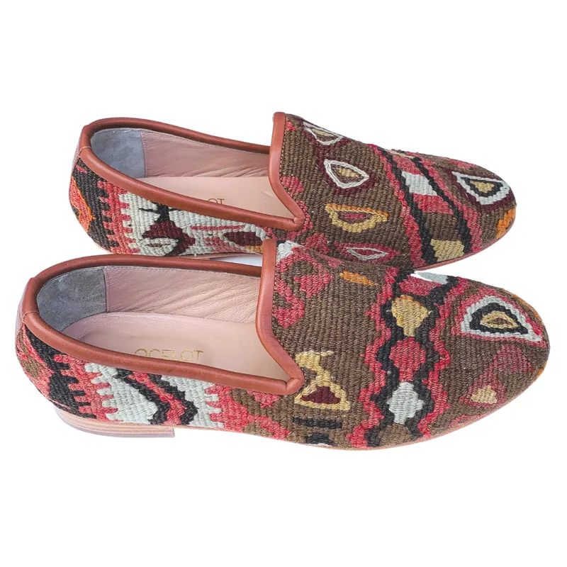 Men's Turkish Kilim Loafer Brown with Pattern