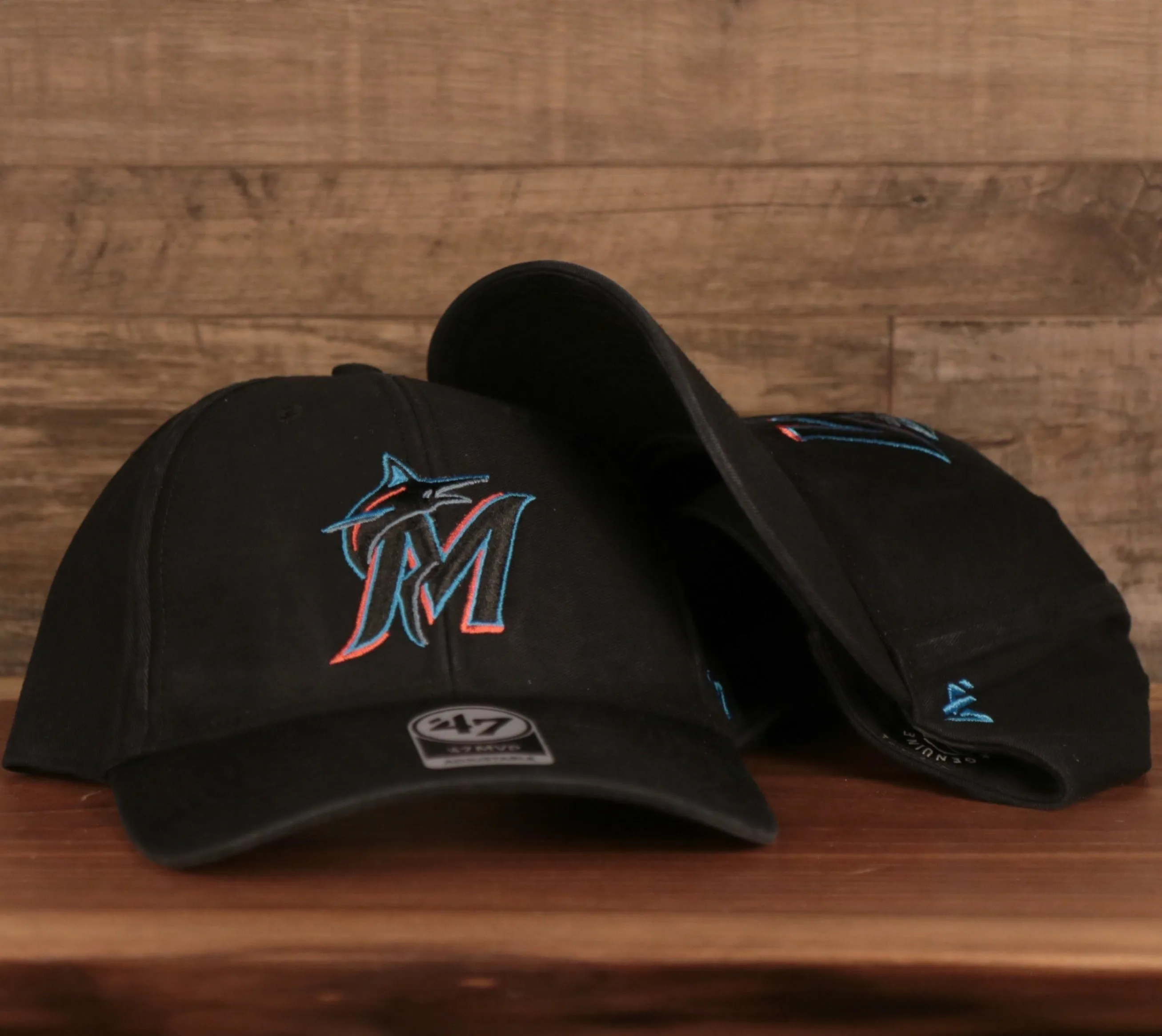 Miami Marlins Black Adjustable Dad Hat