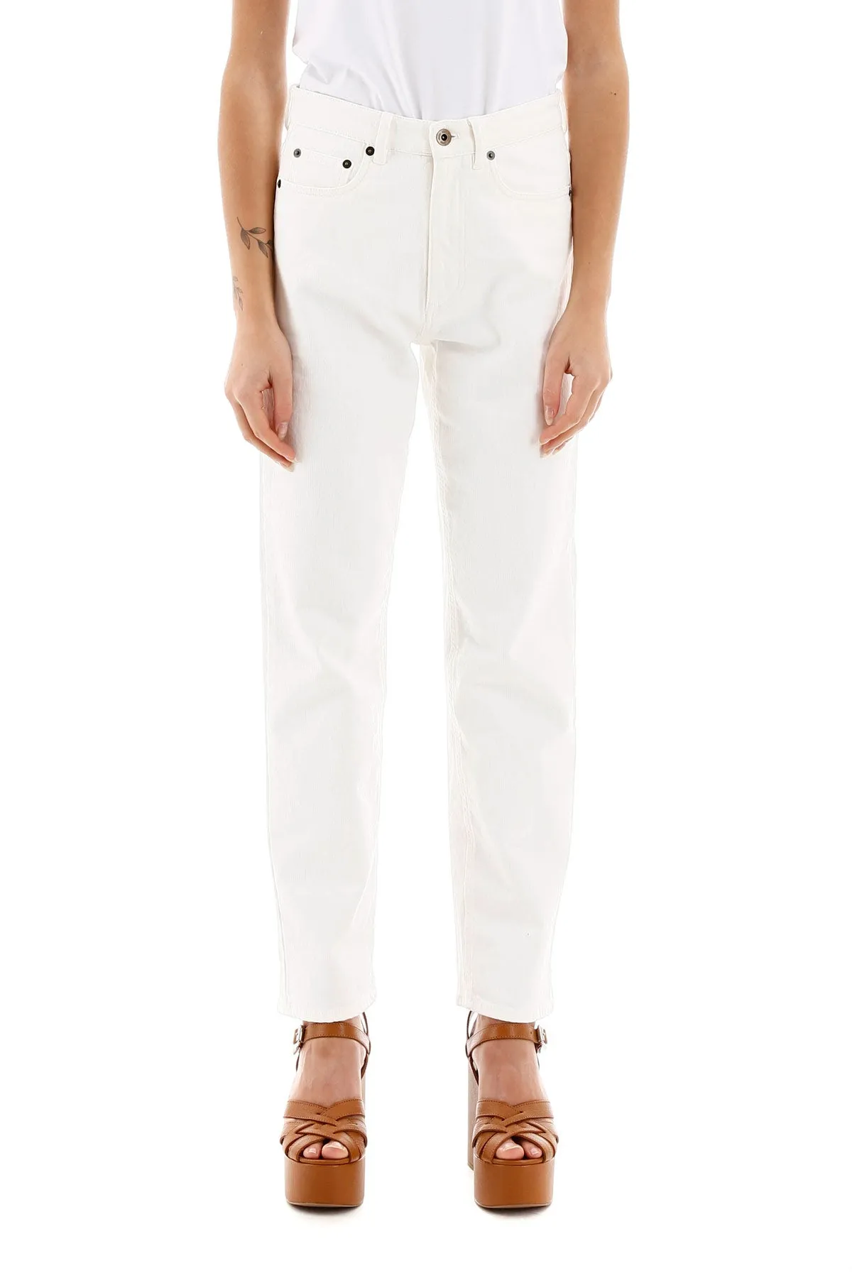 Miu Miu Straight Leg Logo Patch Jeans