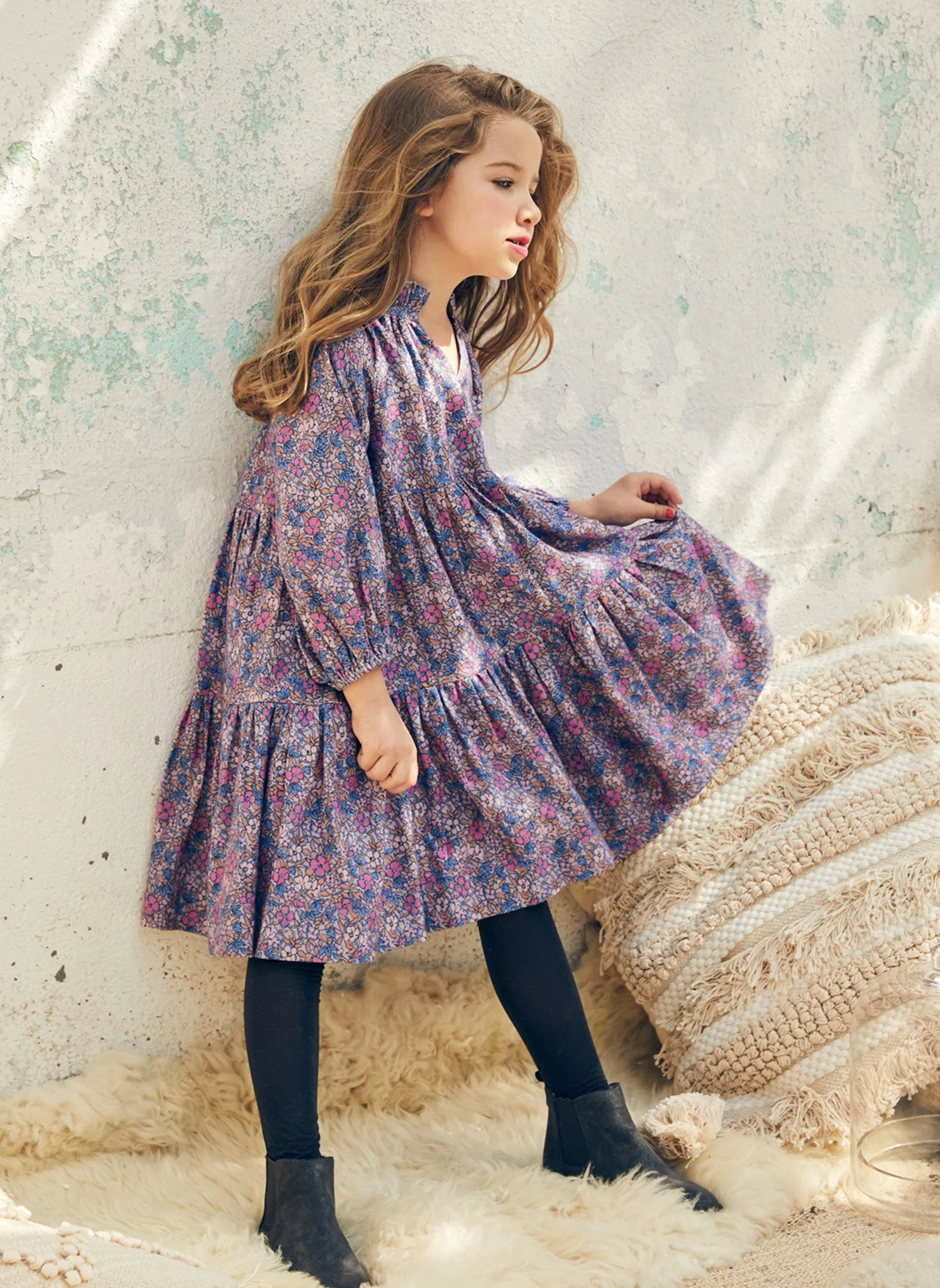 Nellystella Sasha Dress in Vintage Floral Purple Haze