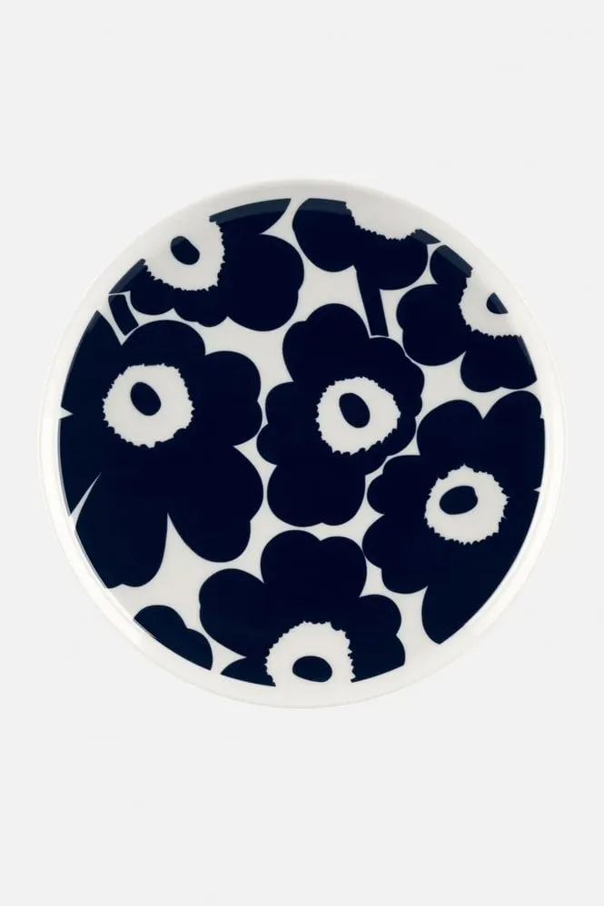 Oiva Unikko 25cm Plate in Dark Blue and White    