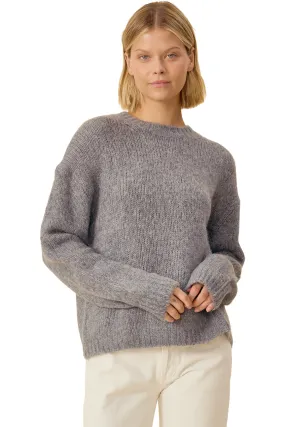 One Grey Day Bardot Pullover in Medium Heather Grey