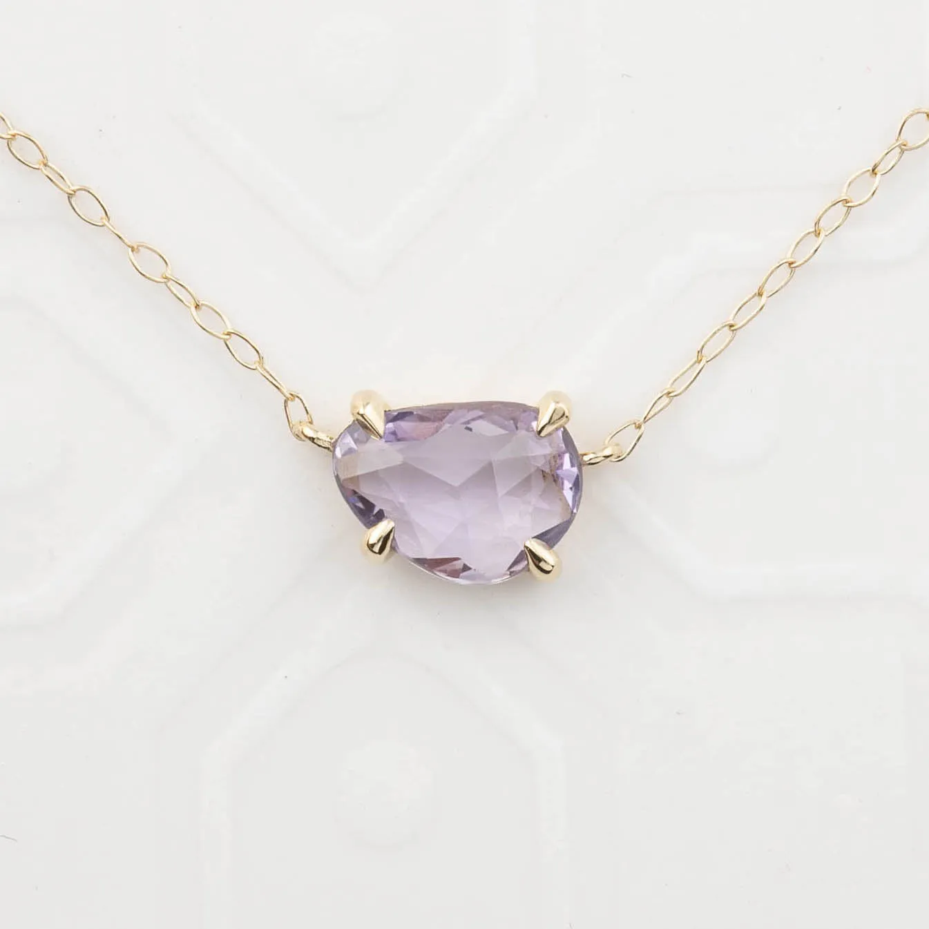 Organic Necklace 0.95ct Lavender Purple Rose Cut Sapphire (One of a kind)