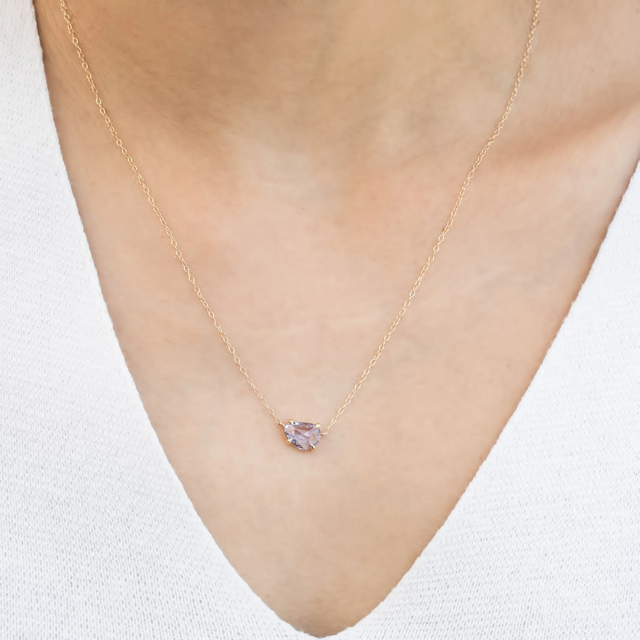 Organic Necklace 0.95ct Lavender Purple Rose Cut Sapphire (One of a kind)