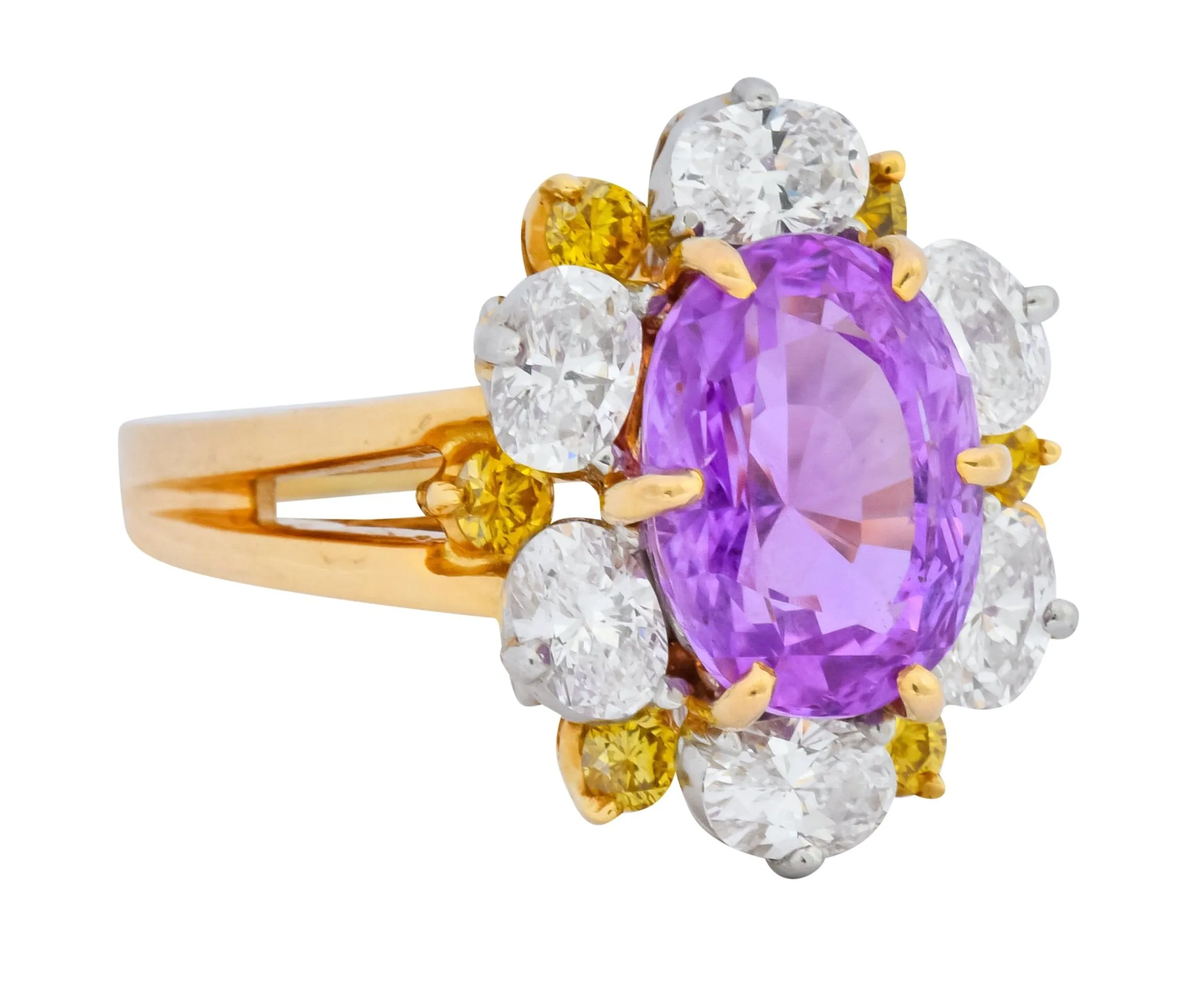 Oscar Heyman 5.36 CTW No Heat Pink Sapphire Fancy Colored Diamond Platinum 18 Karat Gold Ring AGL