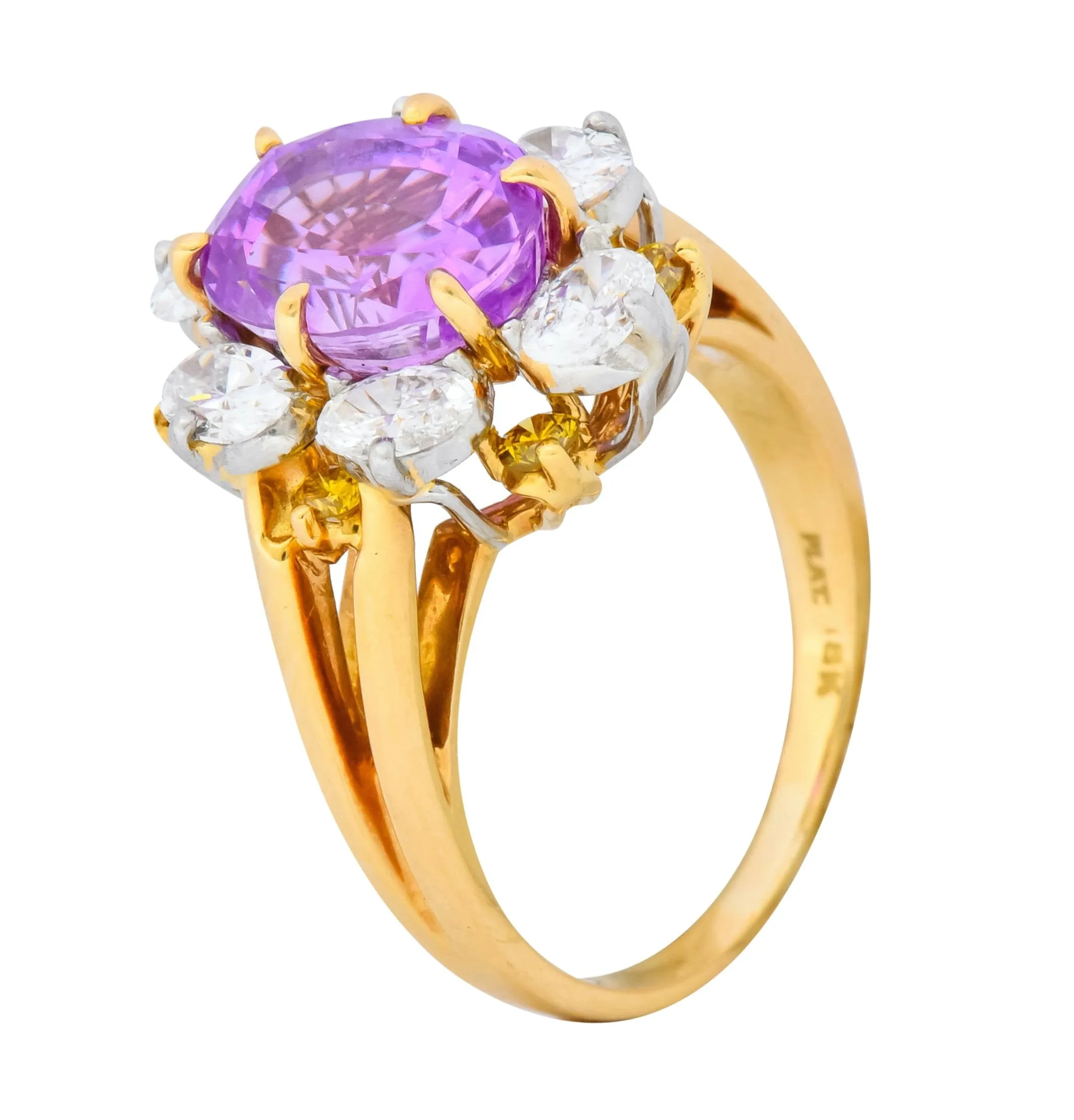 Oscar Heyman 5.36 CTW No Heat Pink Sapphire Fancy Colored Diamond Platinum 18 Karat Gold Ring AGL