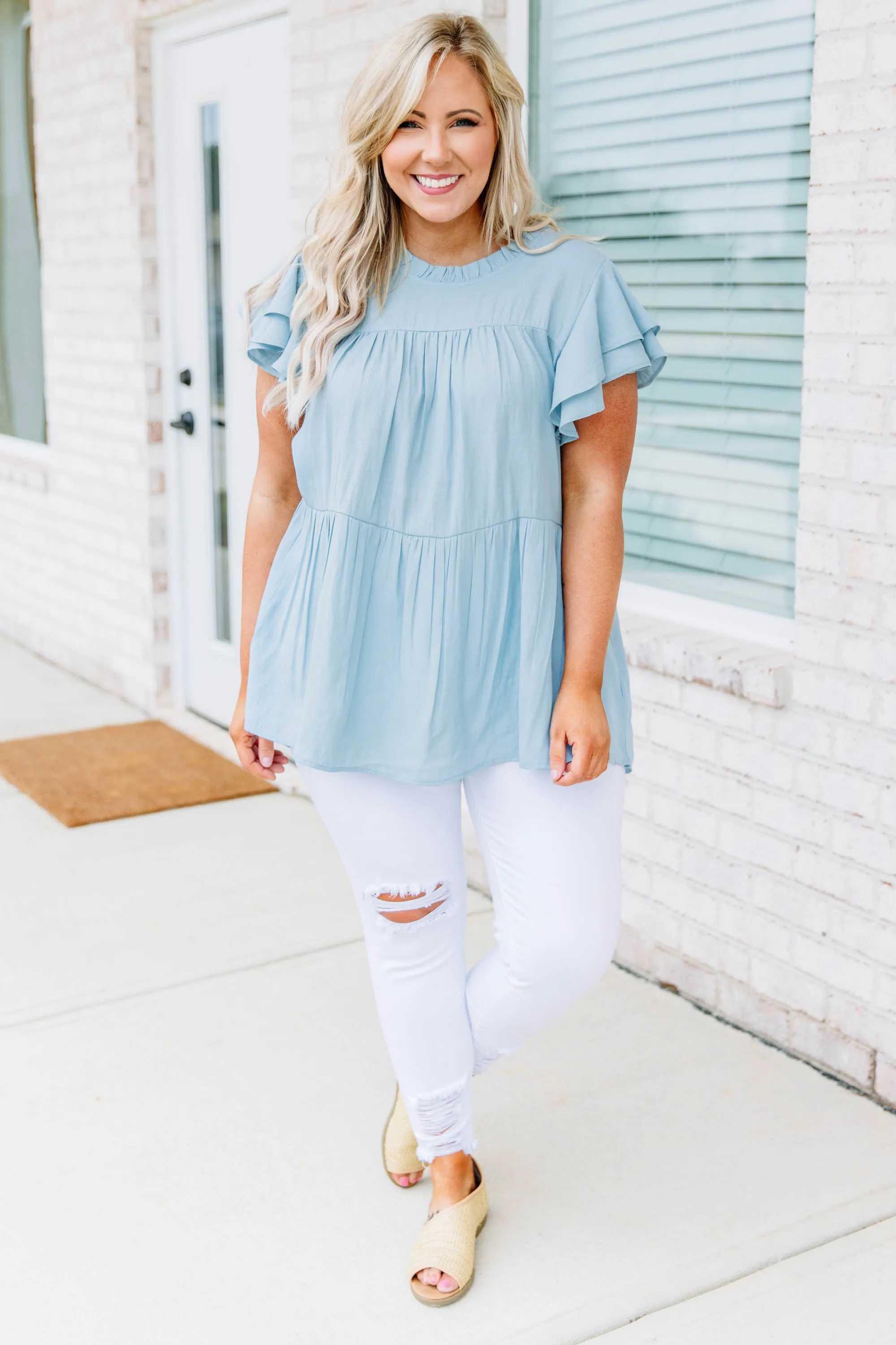 Out Of The Blue Top, Light Blue