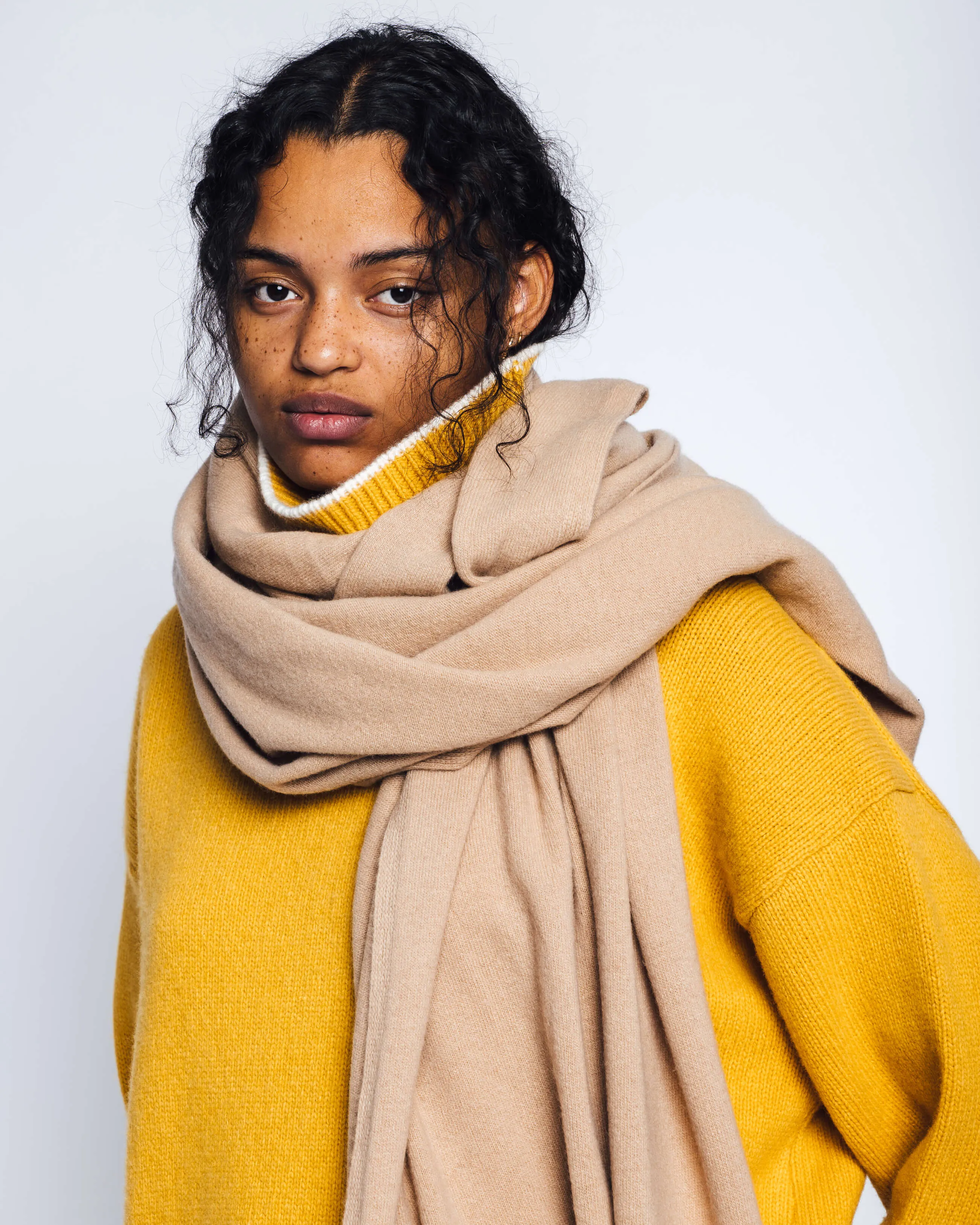  Oversized Wool Scarf Beige 