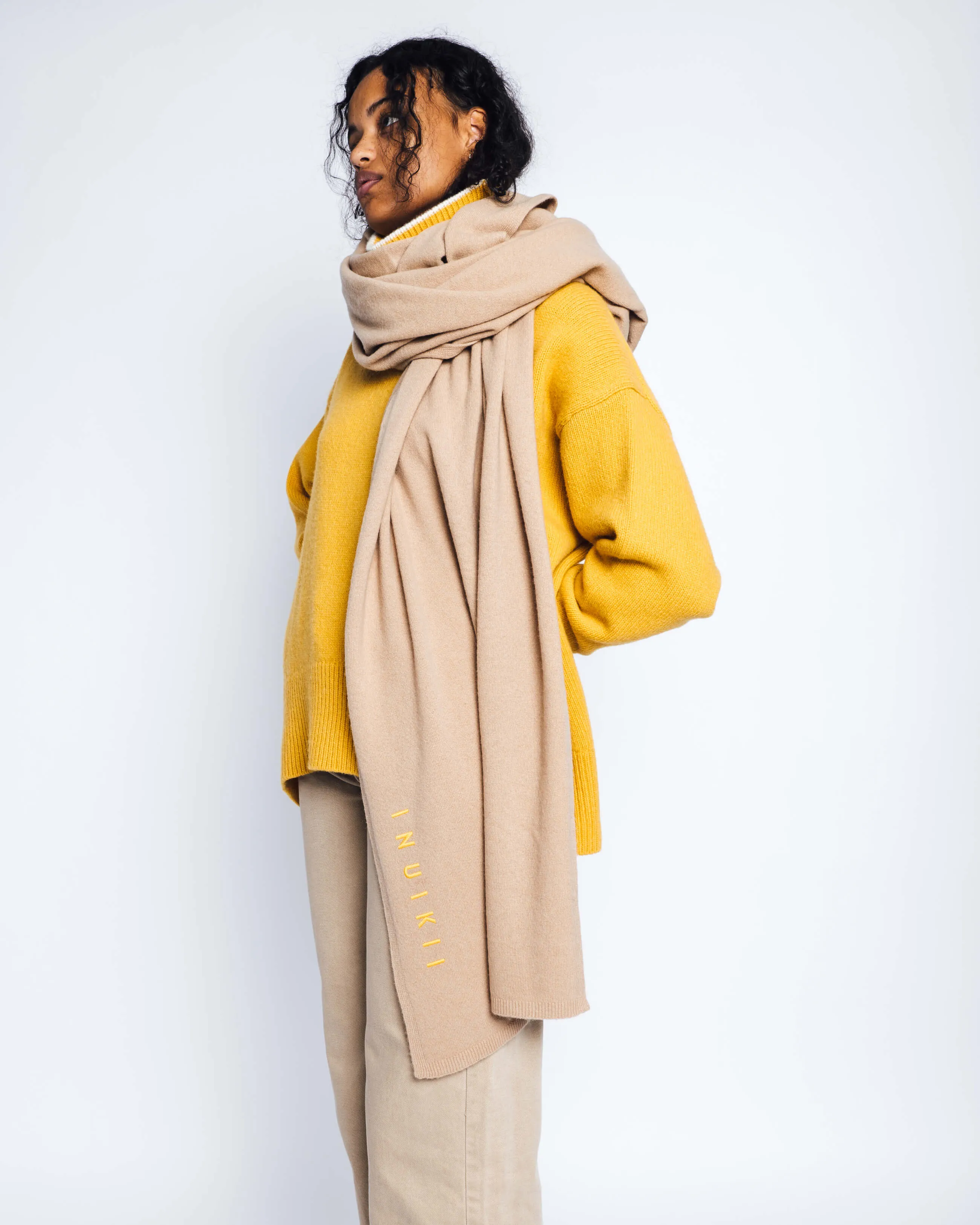  Oversized Wool Scarf Beige 