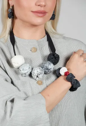 Paper Mache Bracelet in Grey/Black