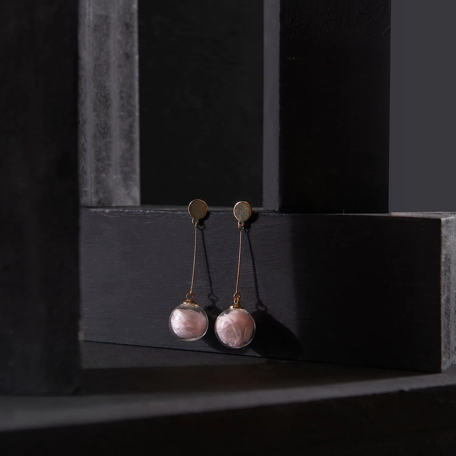 Pink Ball Dangling Earrings ER-155