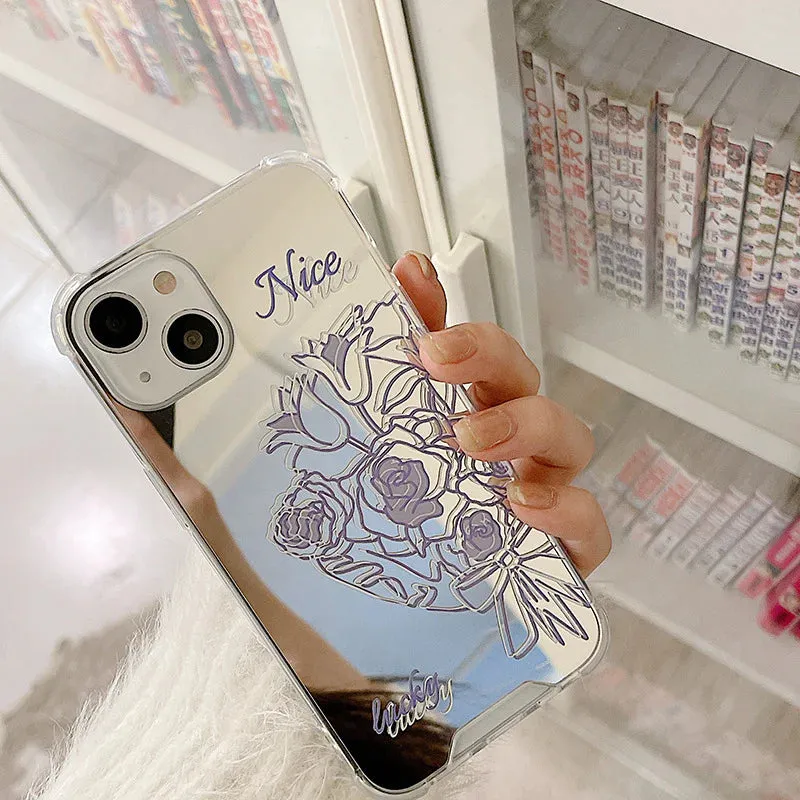 Purple Floral Mirror Phone Case