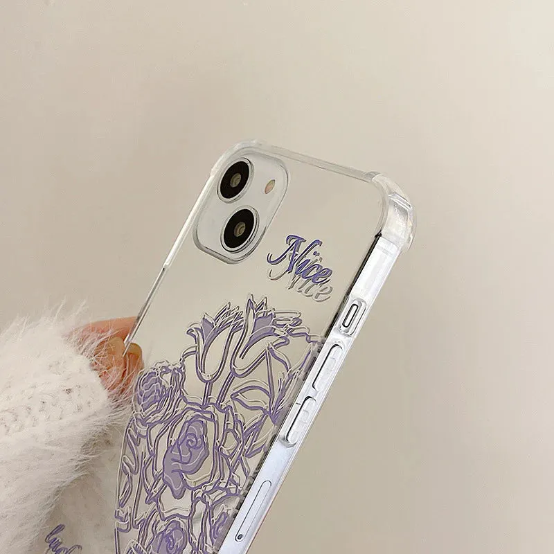 Purple Floral Mirror Phone Case