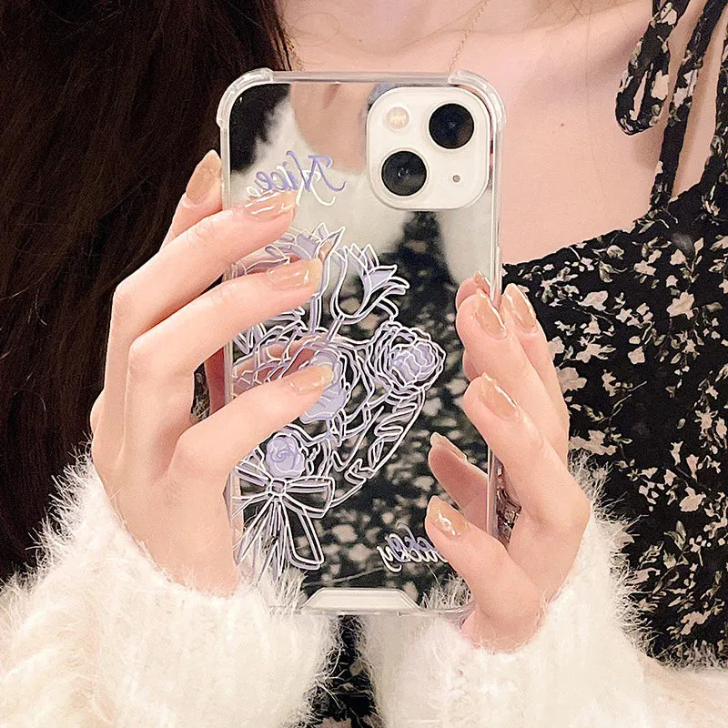 Purple Floral Mirror Phone Case