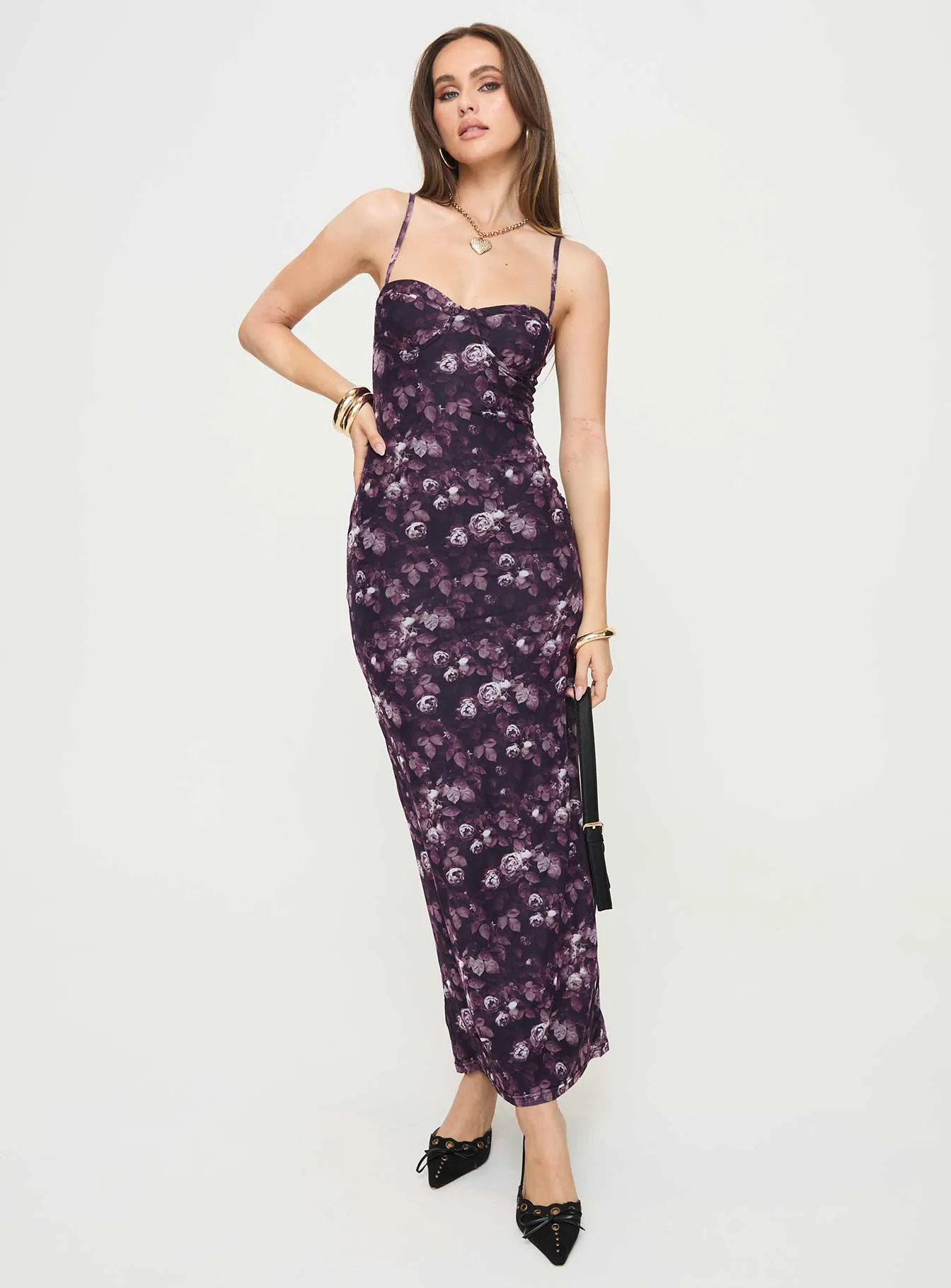 Reynaldo Maxi Dress Purple / Floral