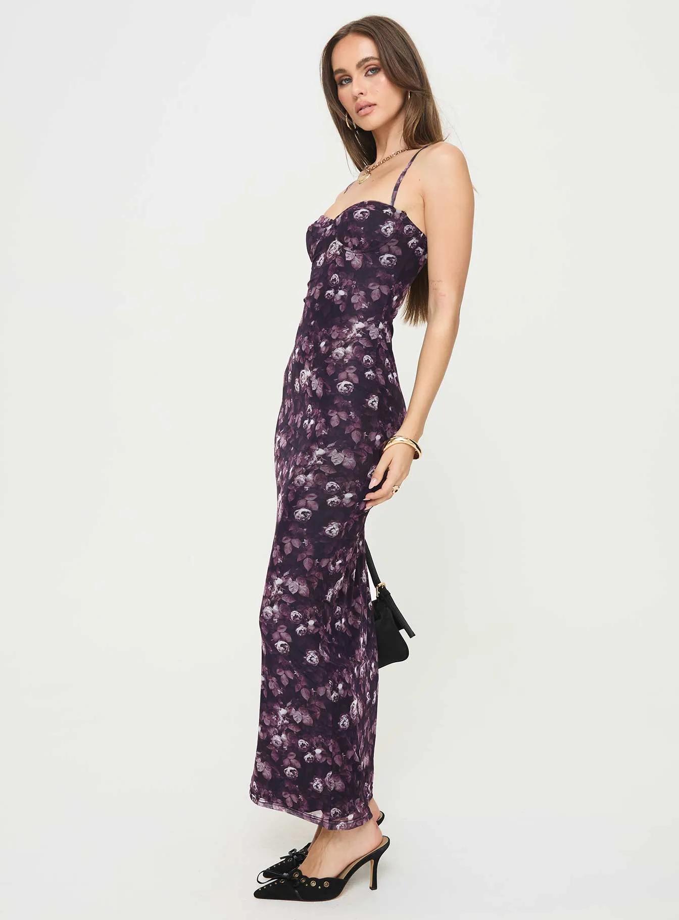 Reynaldo Maxi Dress Purple / Floral