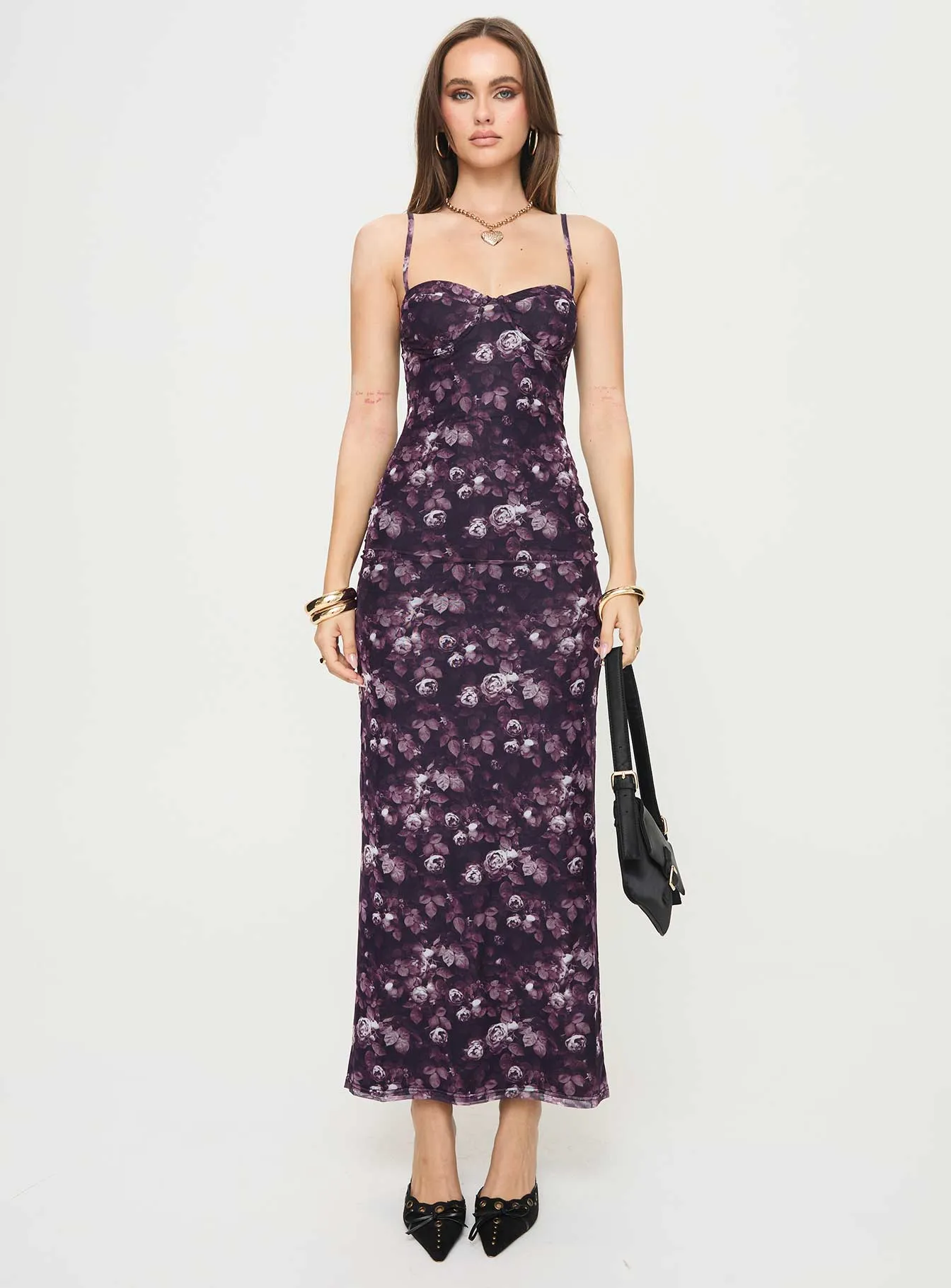 Reynaldo Maxi Dress Purple / Floral