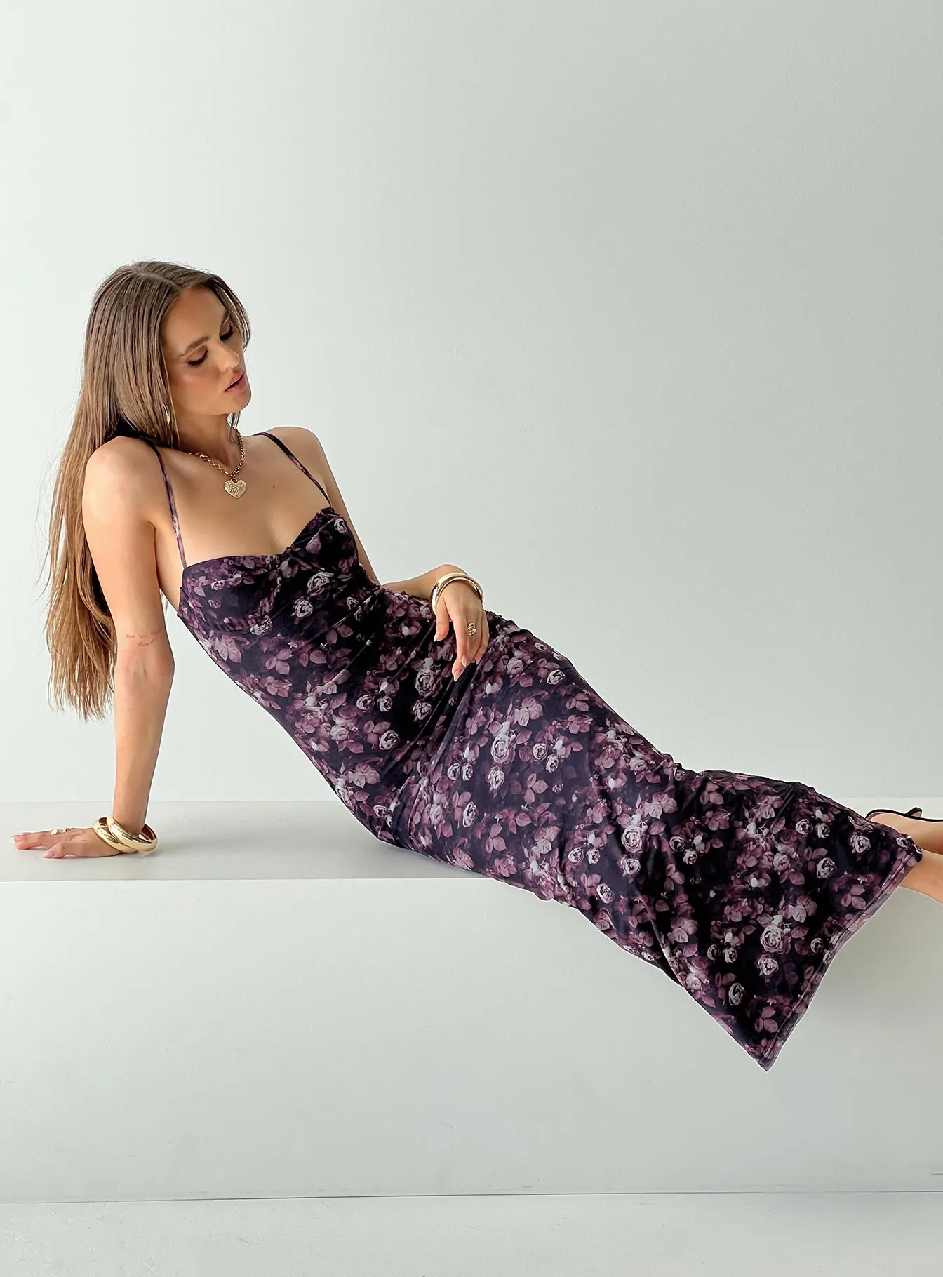 Reynaldo Maxi Dress Purple / Floral