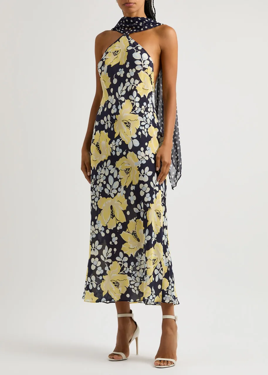 RIXO Hayley floral-print silk midi dress  
                         
                     
                