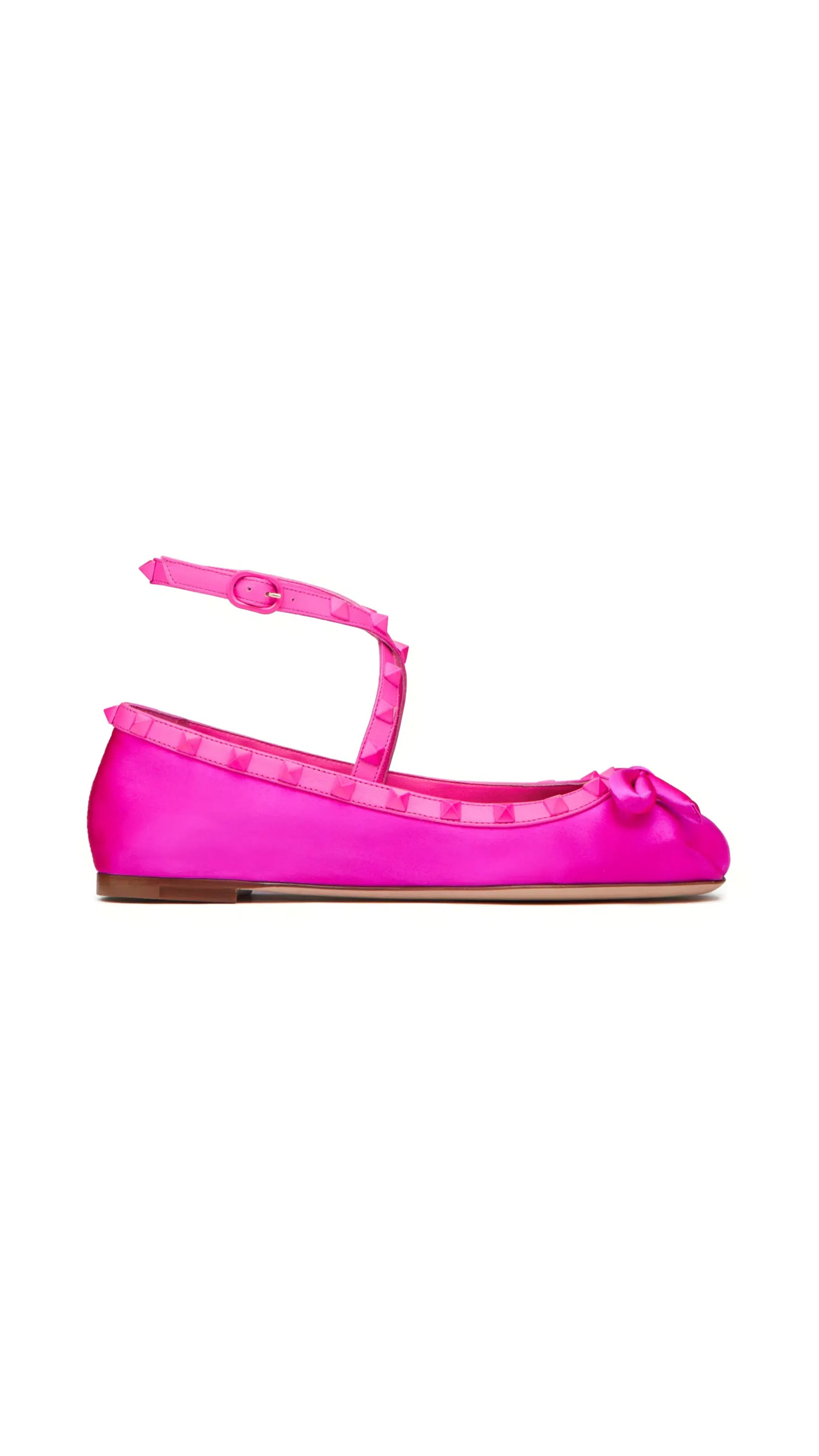 Rockstud Satin Ballerinas with Tone-on-Tone Studs - Pink PP