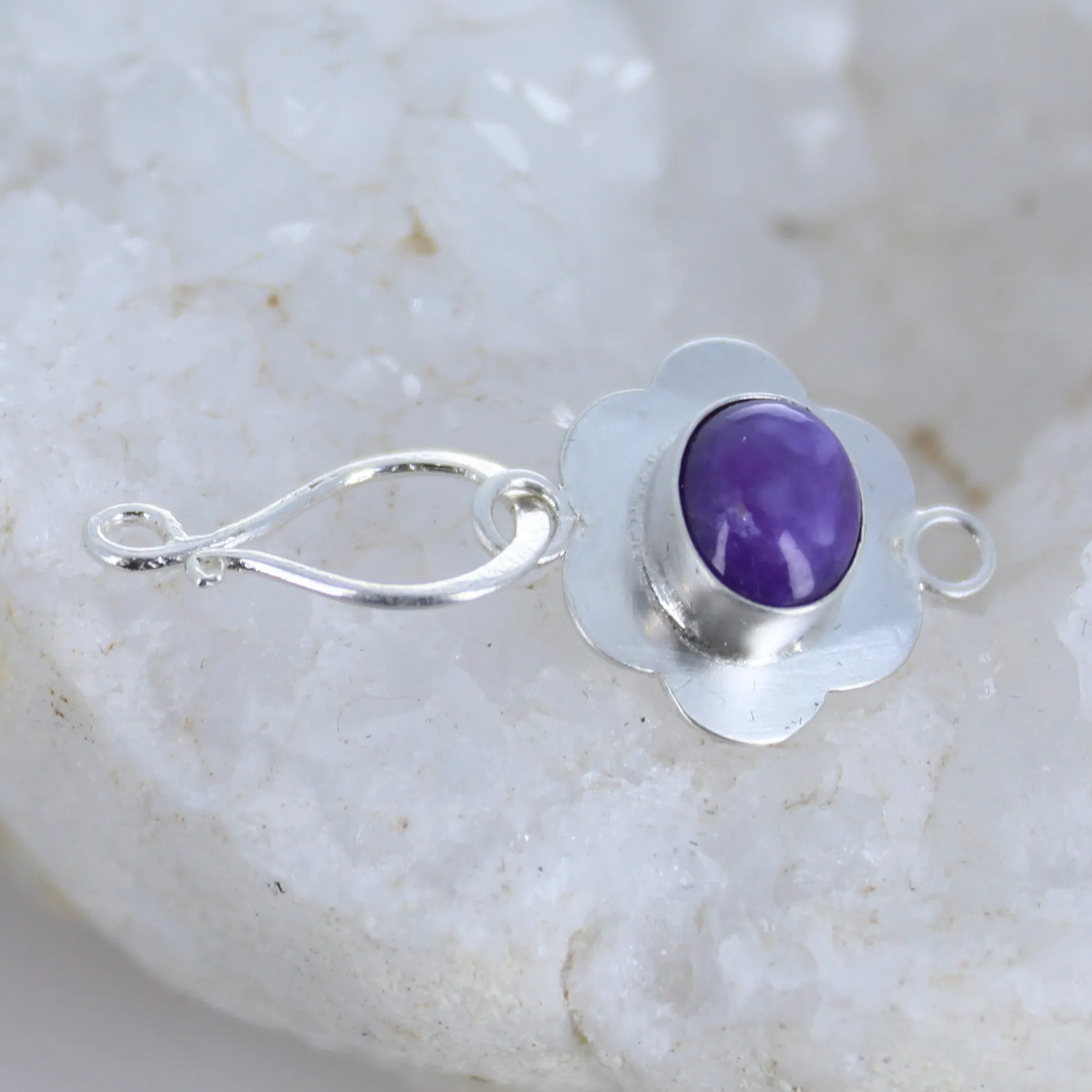 Royal Purple Sugilite Sterling Clasp Floral J Hook