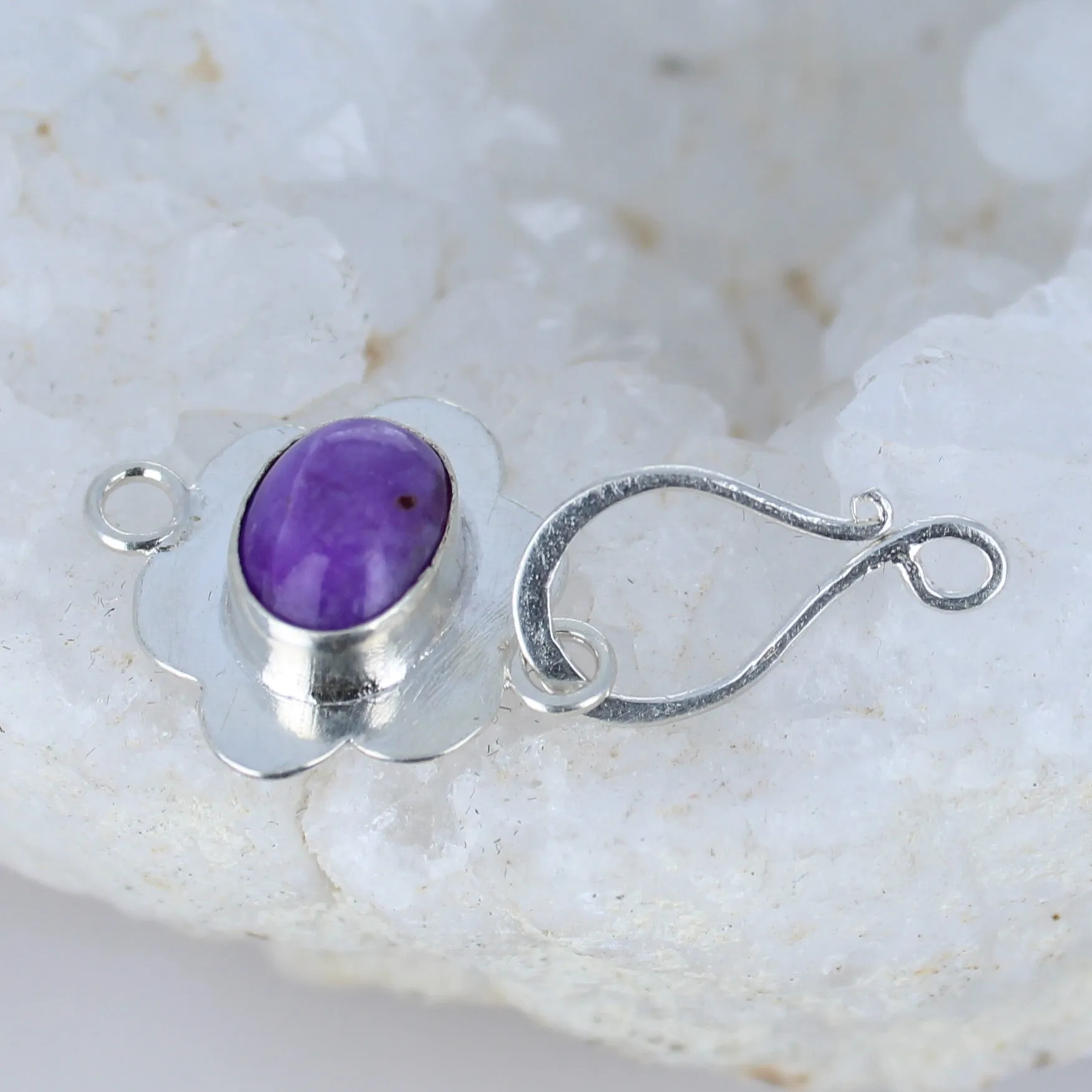 Royal Purple Sugilite Sterling Clasp Floral J Hook