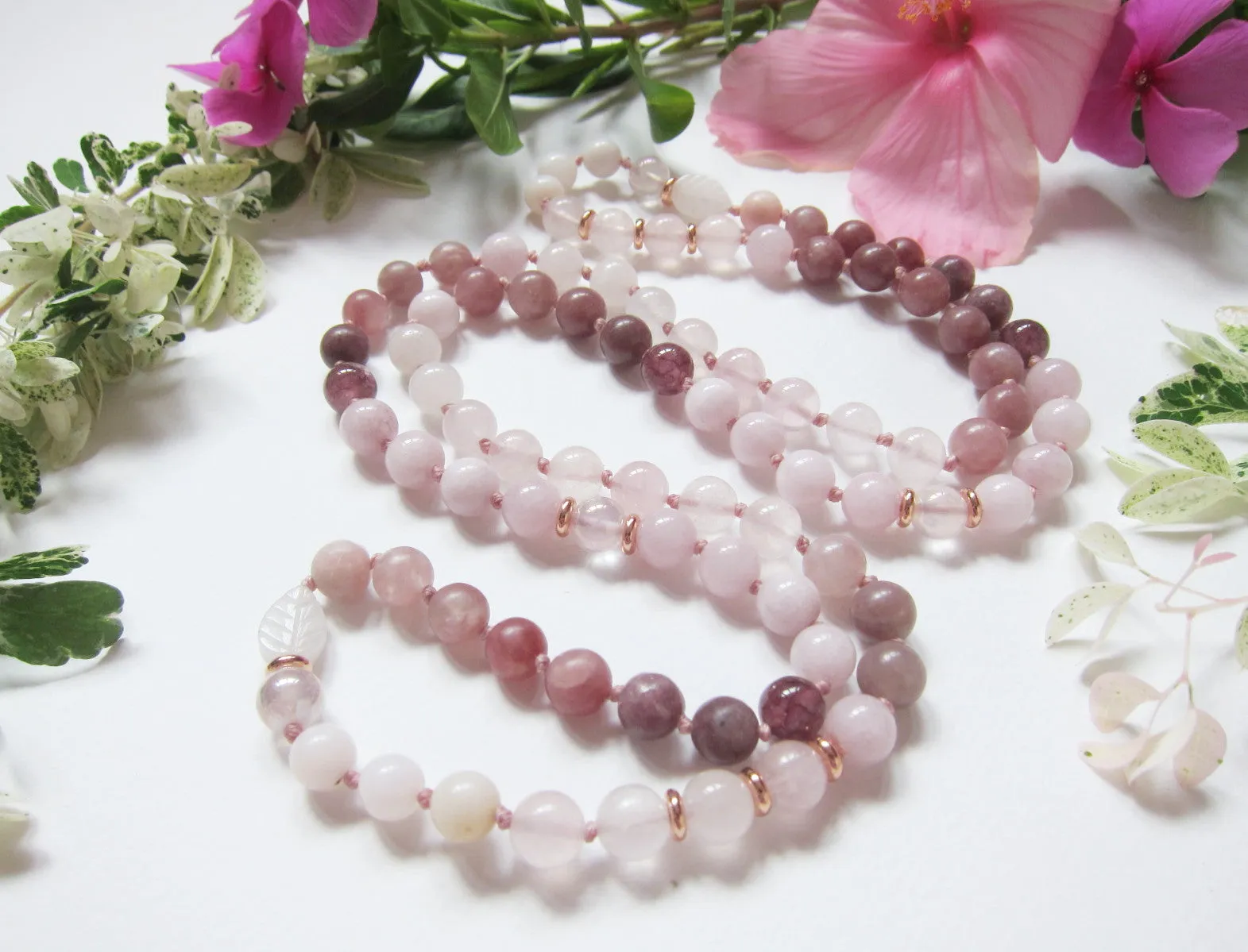 SALE - The Pink Cherry Blossom Hand Knotted Necklace