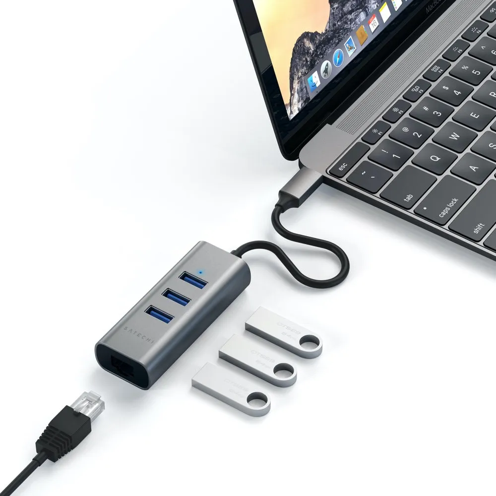 Satechi USB-C  2-in-1 3 Port USB 3.0 Hub & Ethernet (Space Grey)