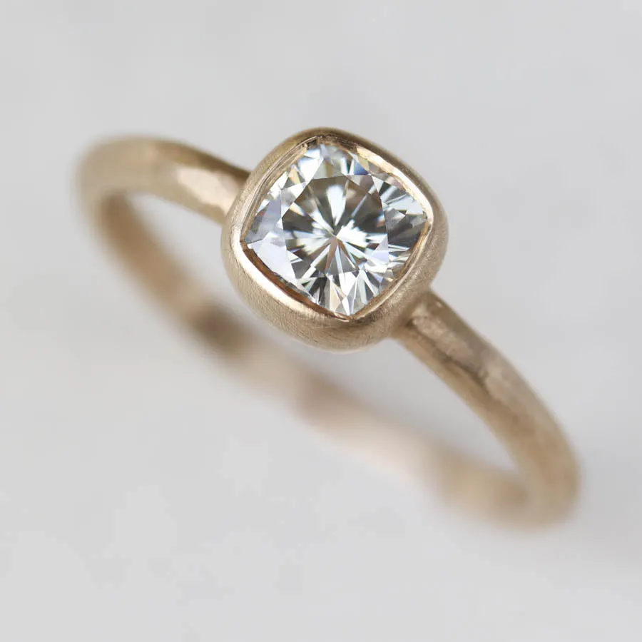 Size 6 - 5mm Rustic Cushion Solitaire