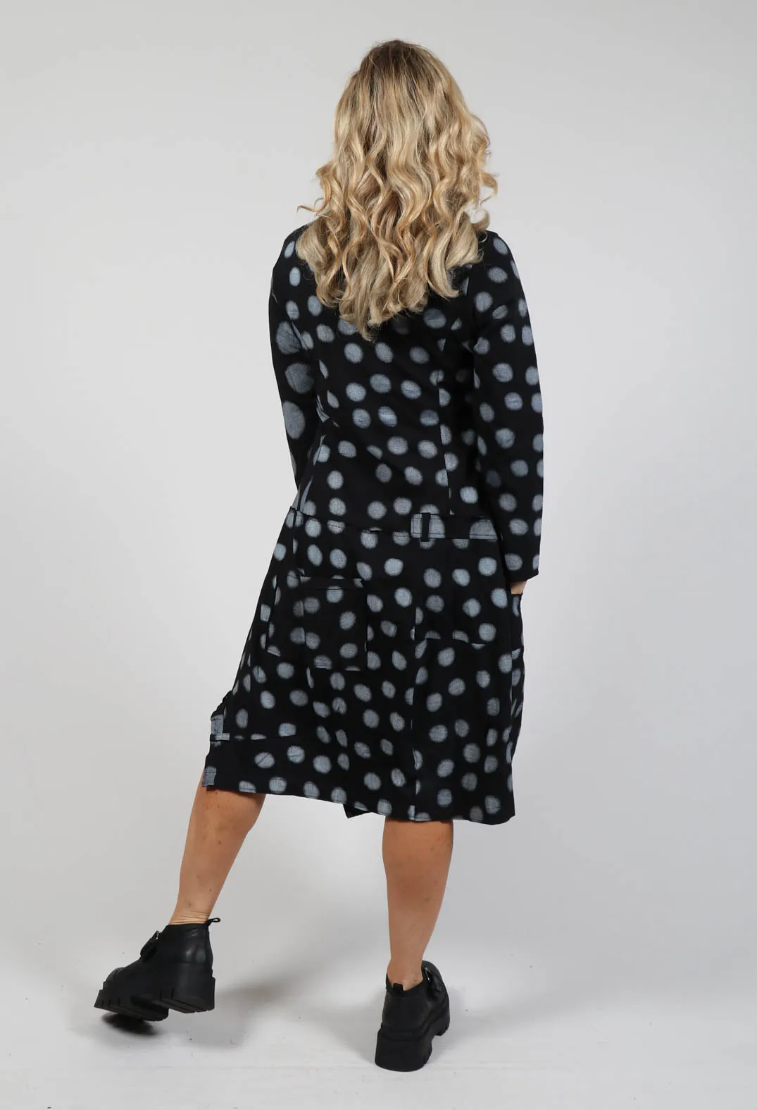 Smock Dress in Grey Pois