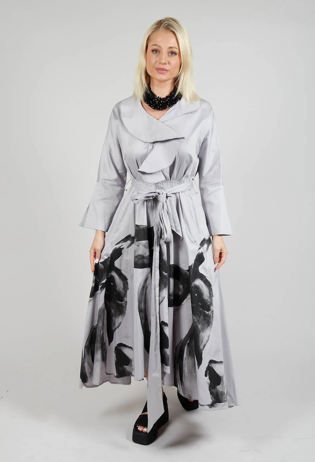 Statement Collar Dress in Grey