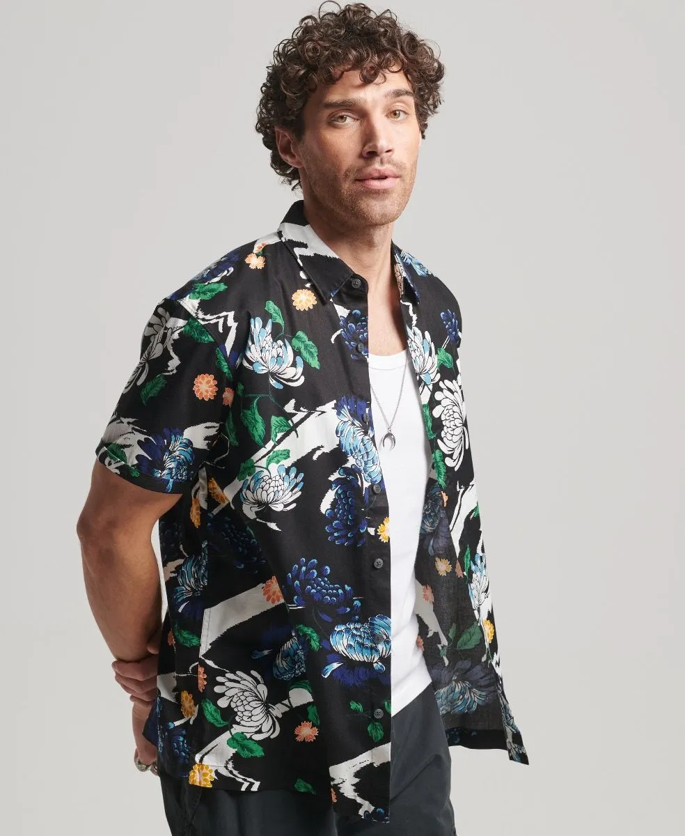 Superdry Vintage Hawaiian Short Sleeve Shirt Aya Black Floral