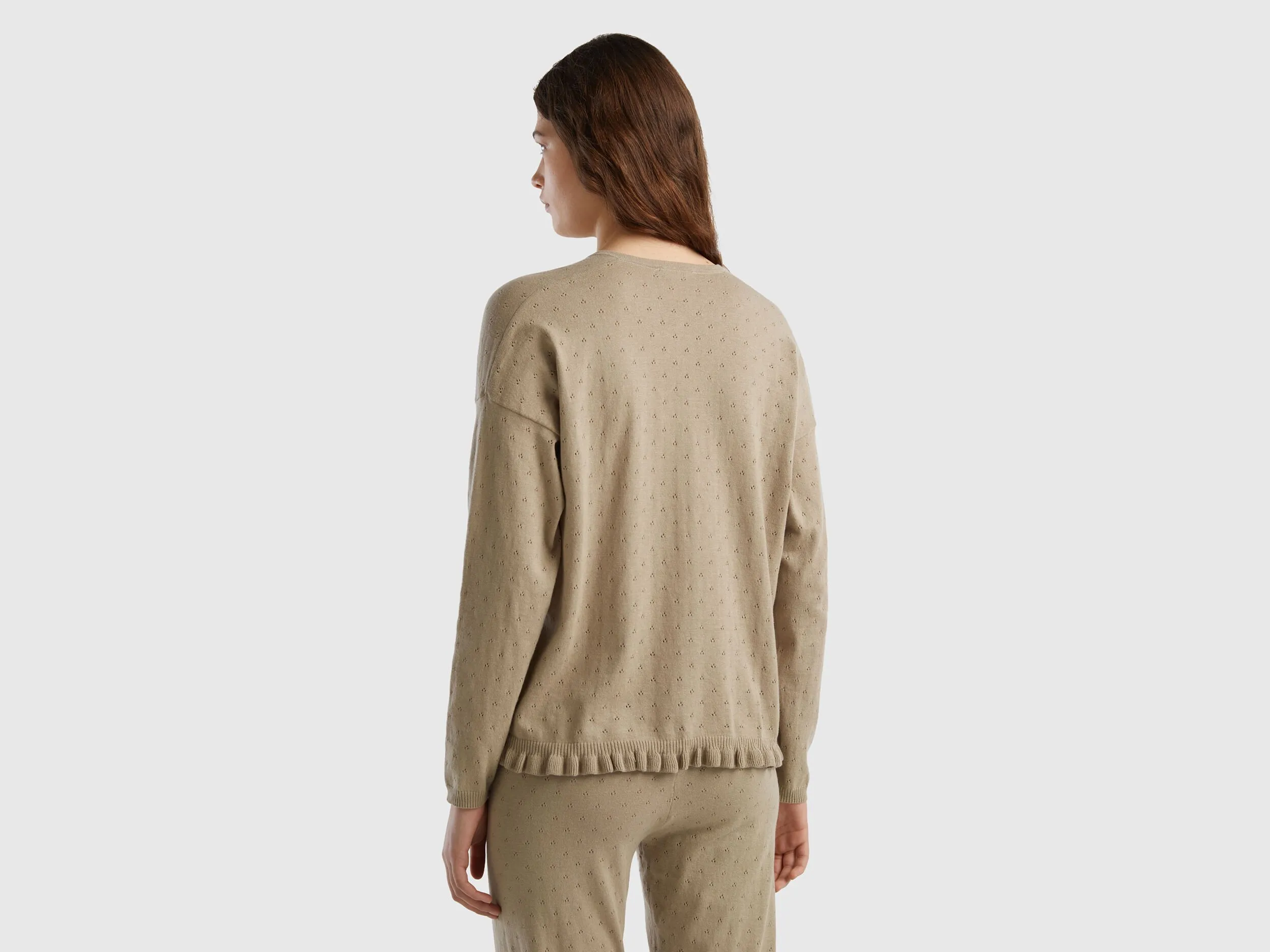 Sweater with rouches - Light Green | Benetton