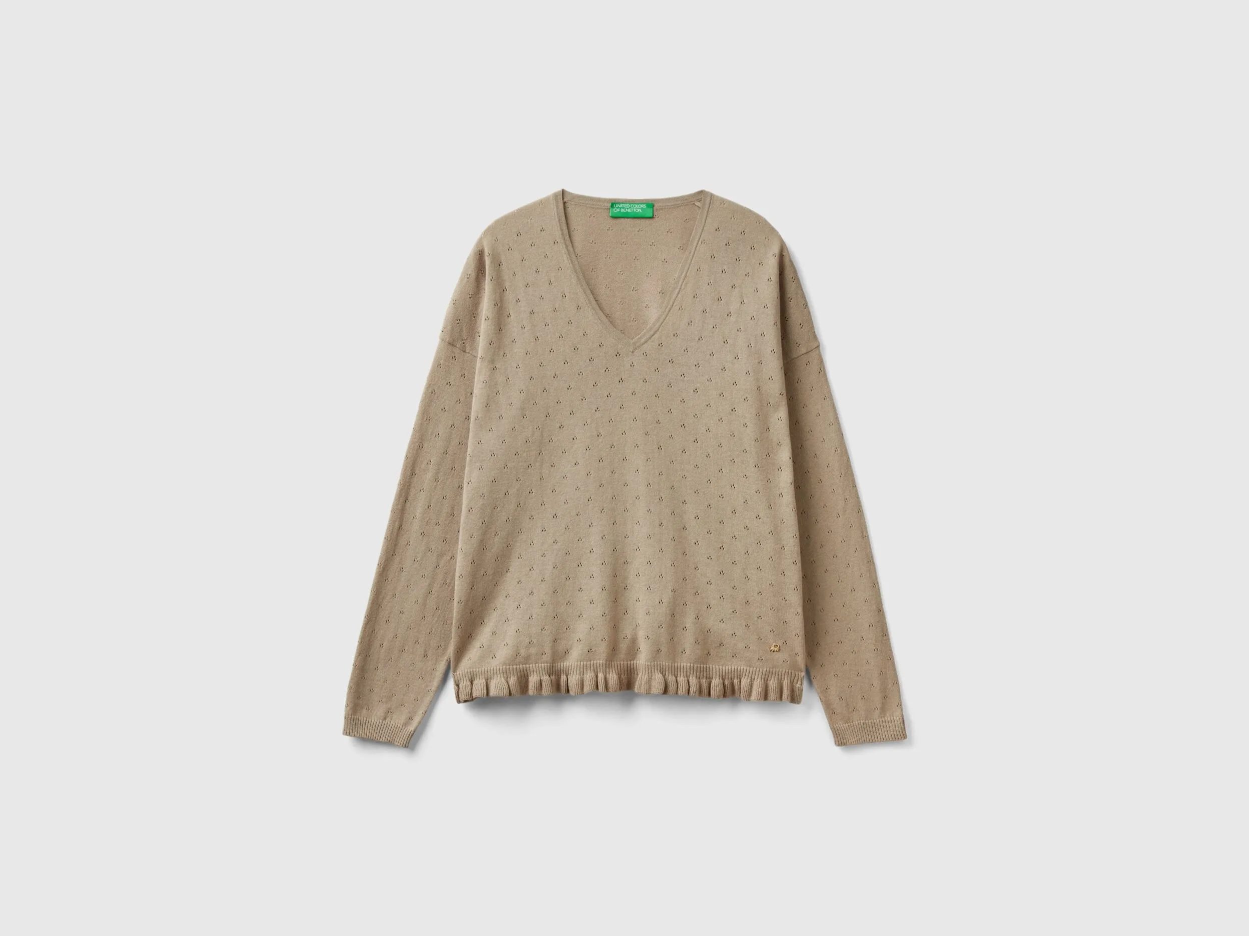 Sweater with rouches - Light Green | Benetton