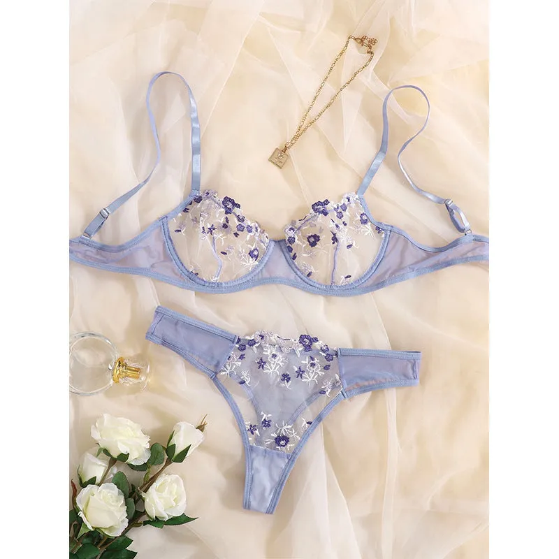 Sweet Purple Cute Floral Lingerie SP18627