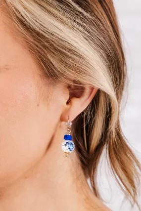 The Aster Flower Earrings, Blue