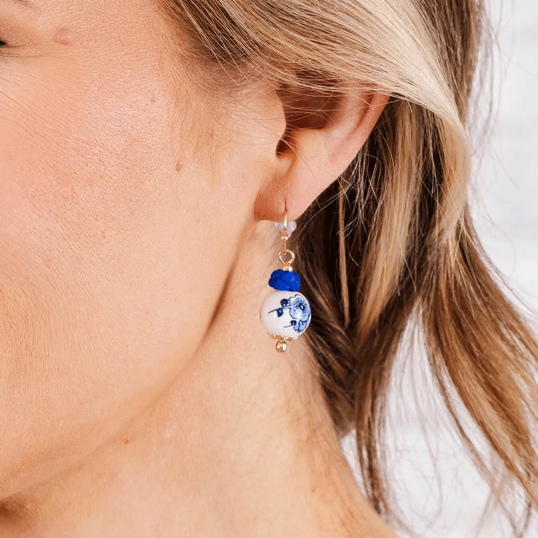 The Aster Flower Earrings, Blue