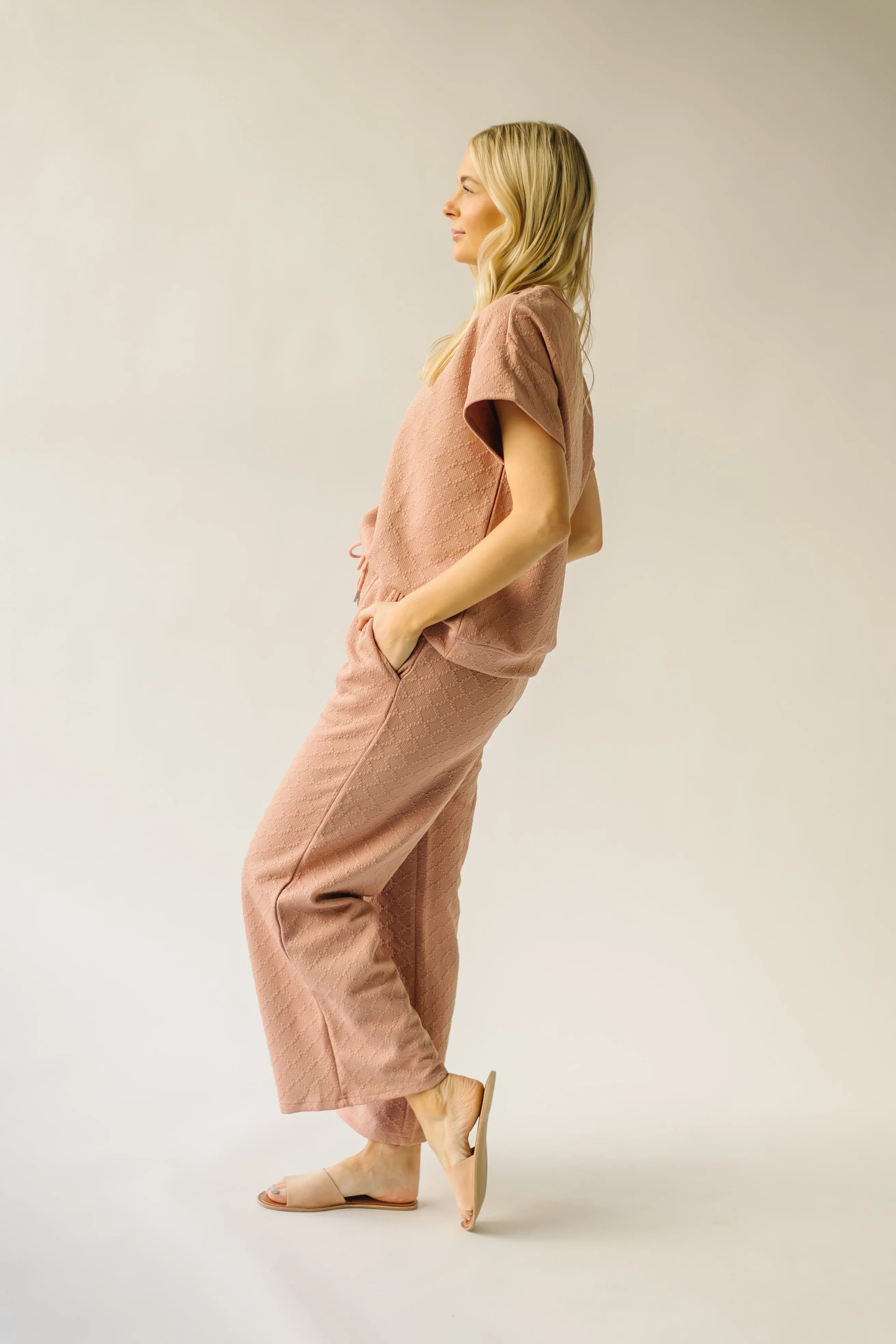 The Flockhart Textured Pant in Dusty Pink