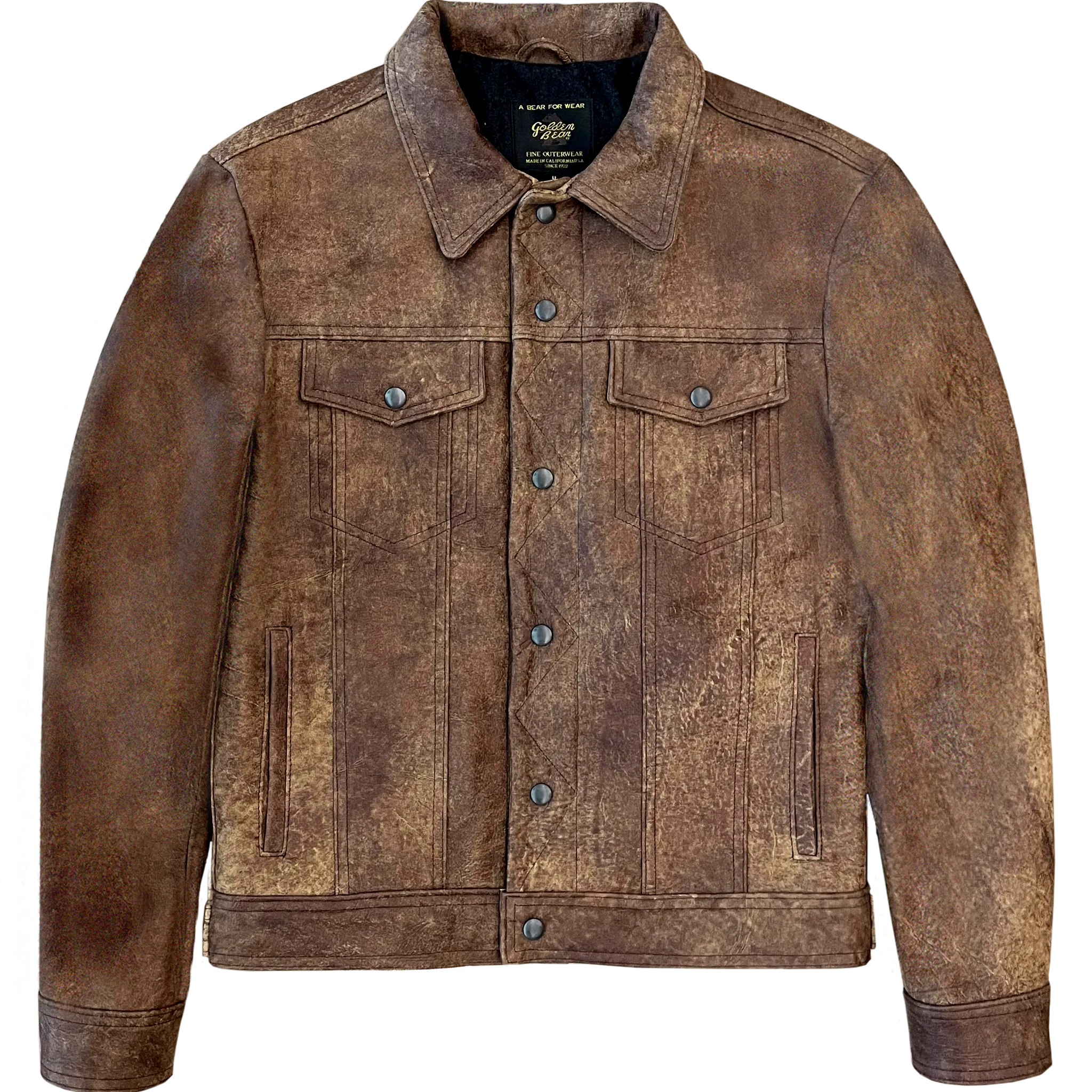 The Holden - Distressed Cowhide Leather Trucker Jacket