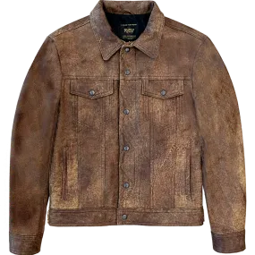 The Holden - Distressed Cowhide Leather Trucker Jacket