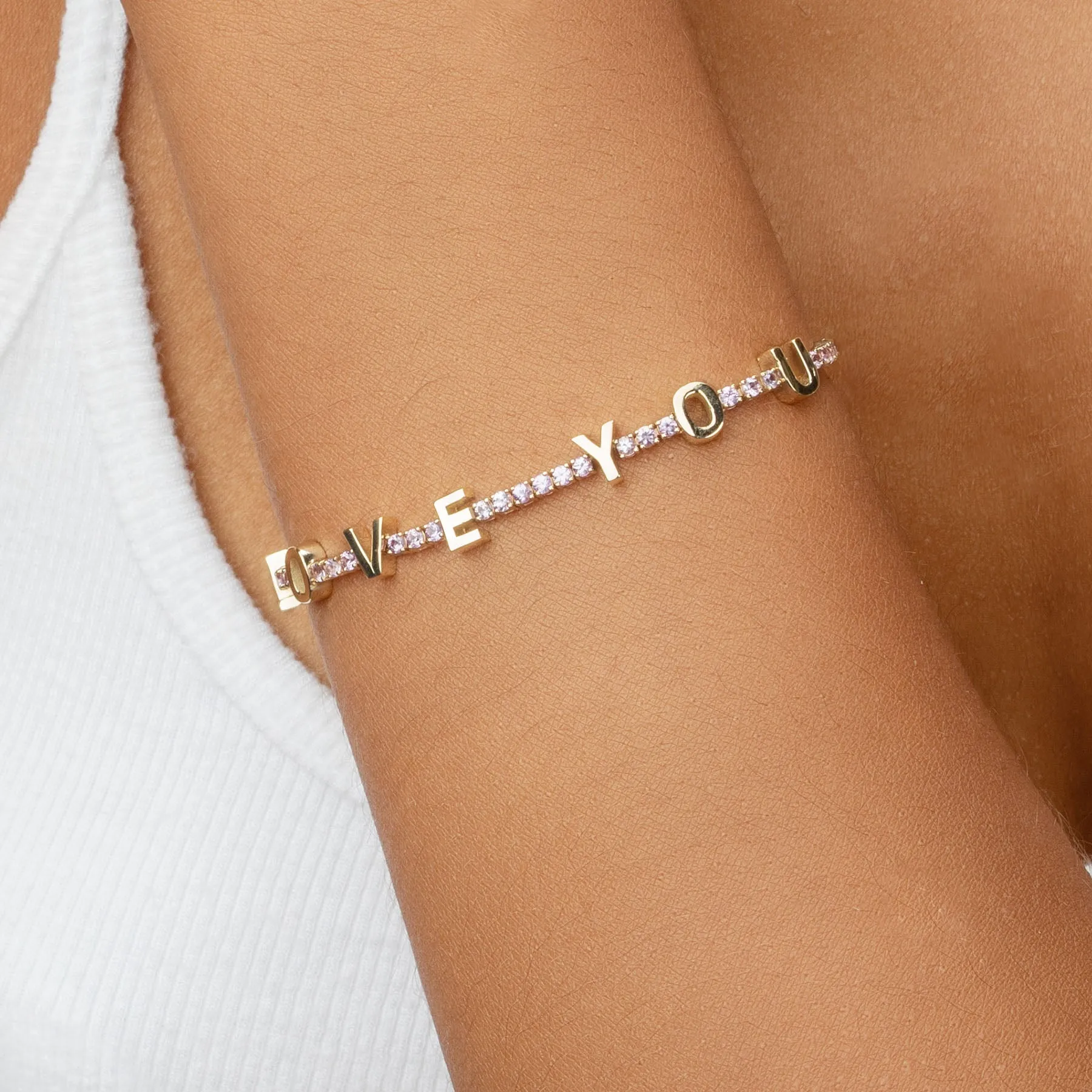 The Perfect Personalized Tennis Bracelet - Pink Sapphire / 14k Yellow Gold