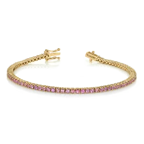 The Perfect Personalized Tennis Bracelet - Pink Sapphire / 14k Yellow Gold