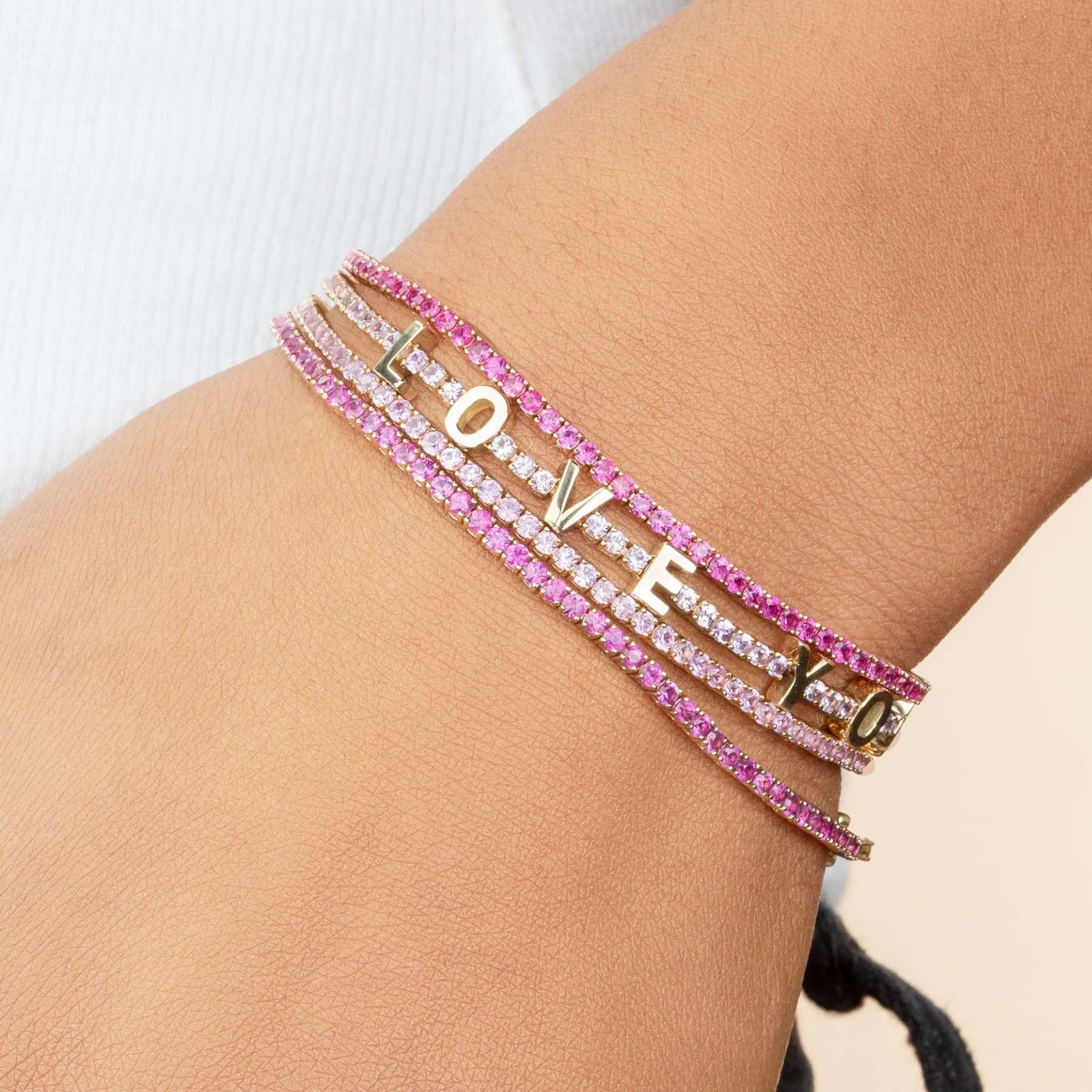 The Perfect Personalized Tennis Bracelet - Pink Sapphire / 14k Yellow Gold