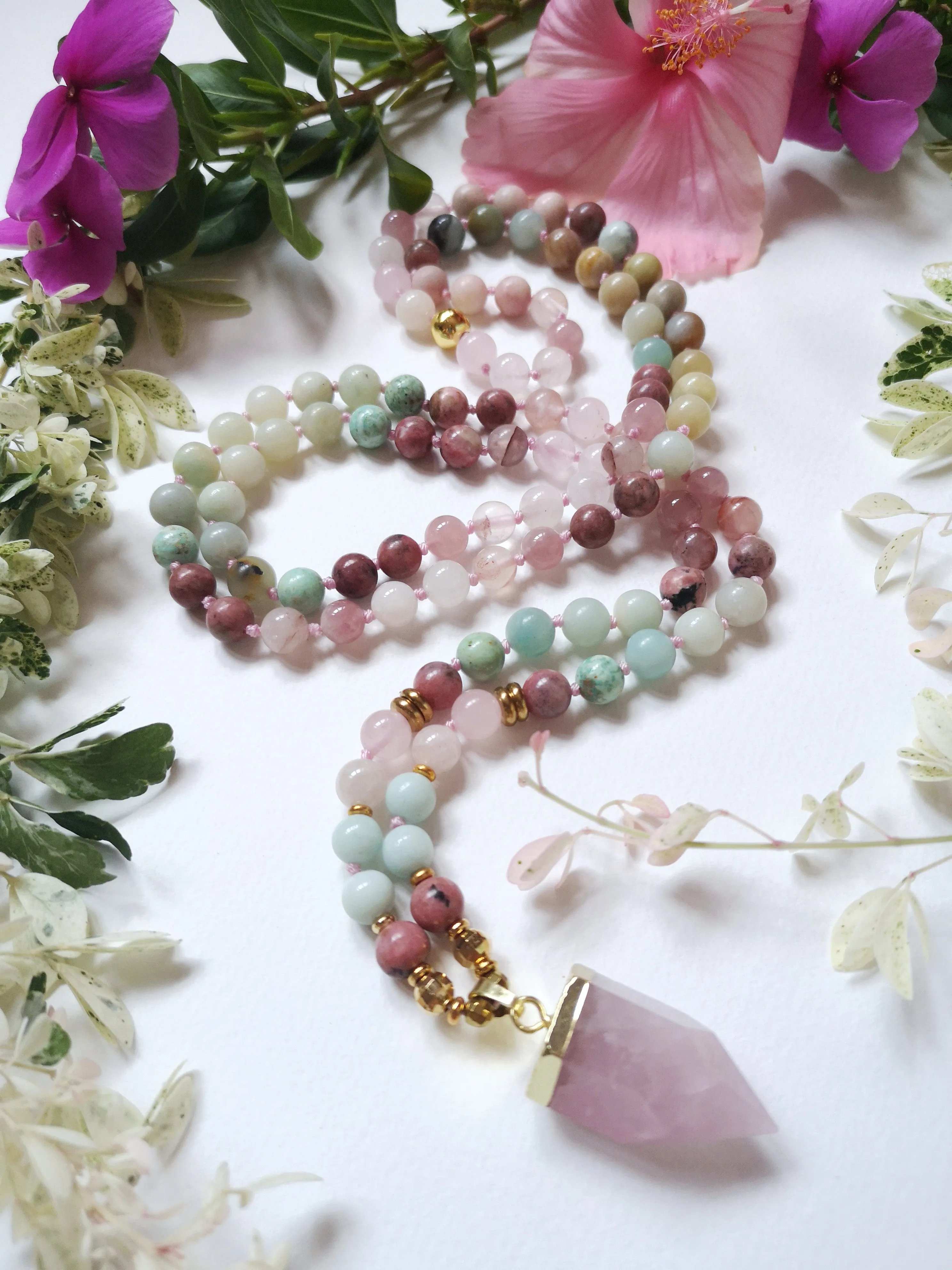 The Pink Enchanter Mala Necklace in 108 Beads