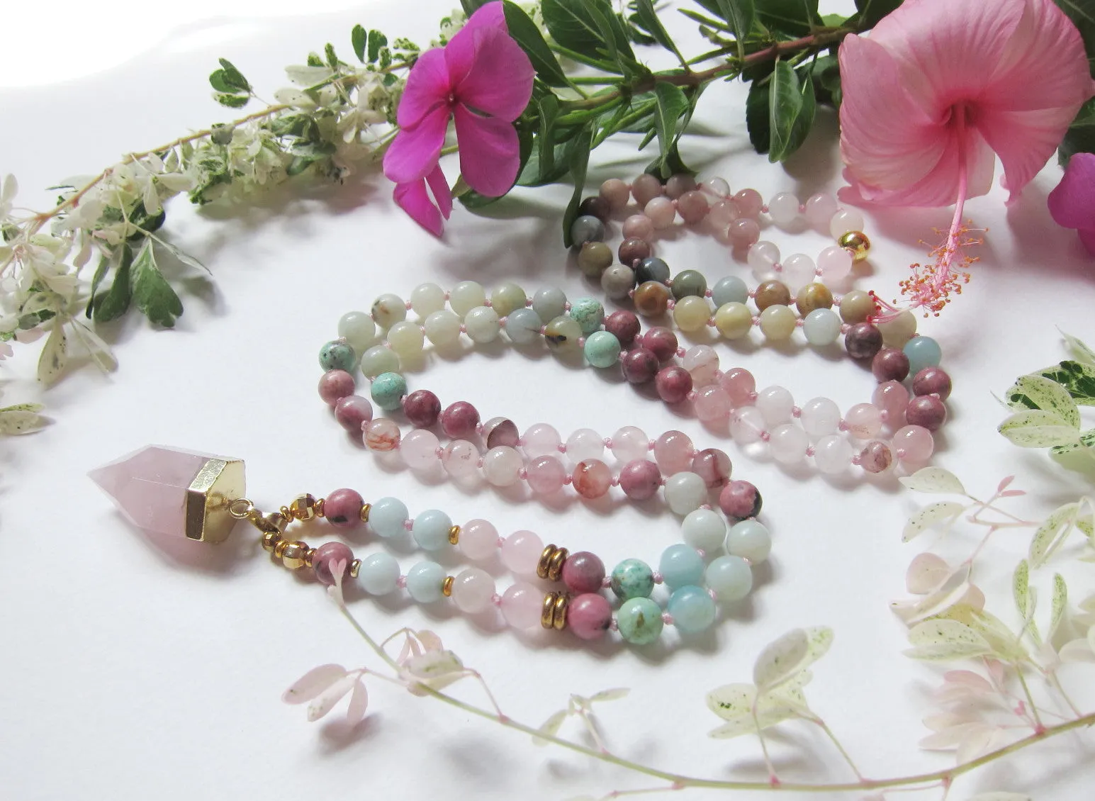 The Pink Enchanter Mala Necklace in 108 Beads