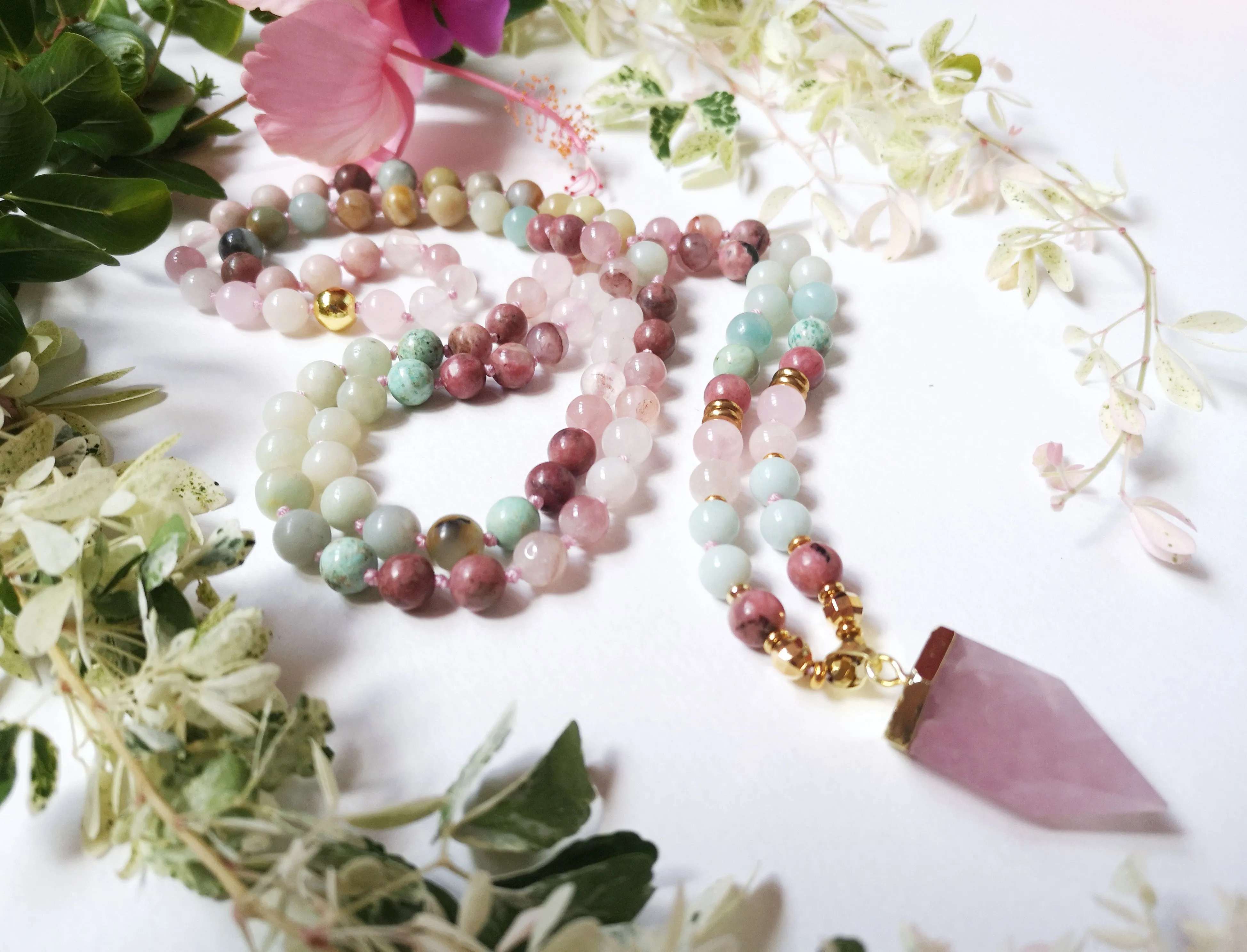 The Pink Enchanter Mala Necklace in 108 Beads