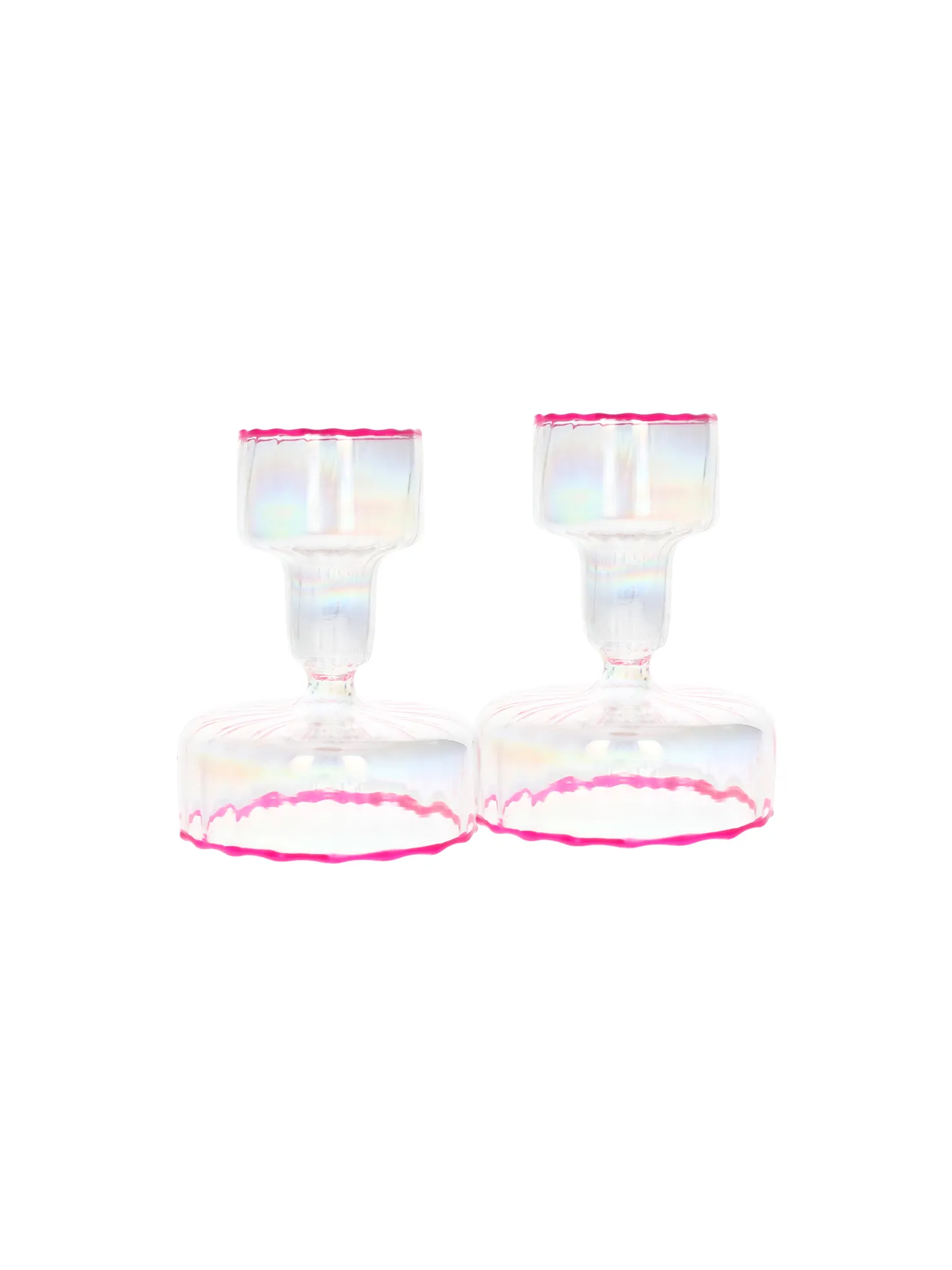 The Short Candlestick - Hot Pink Pearlescent / Glass