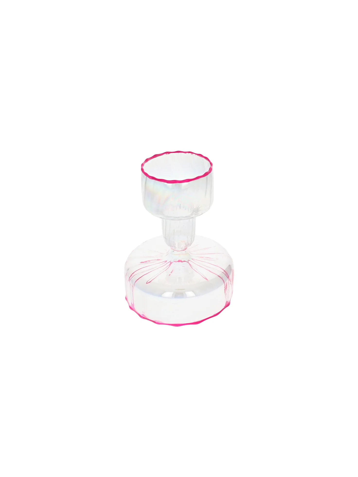 The Short Candlestick - Hot Pink Pearlescent / Glass